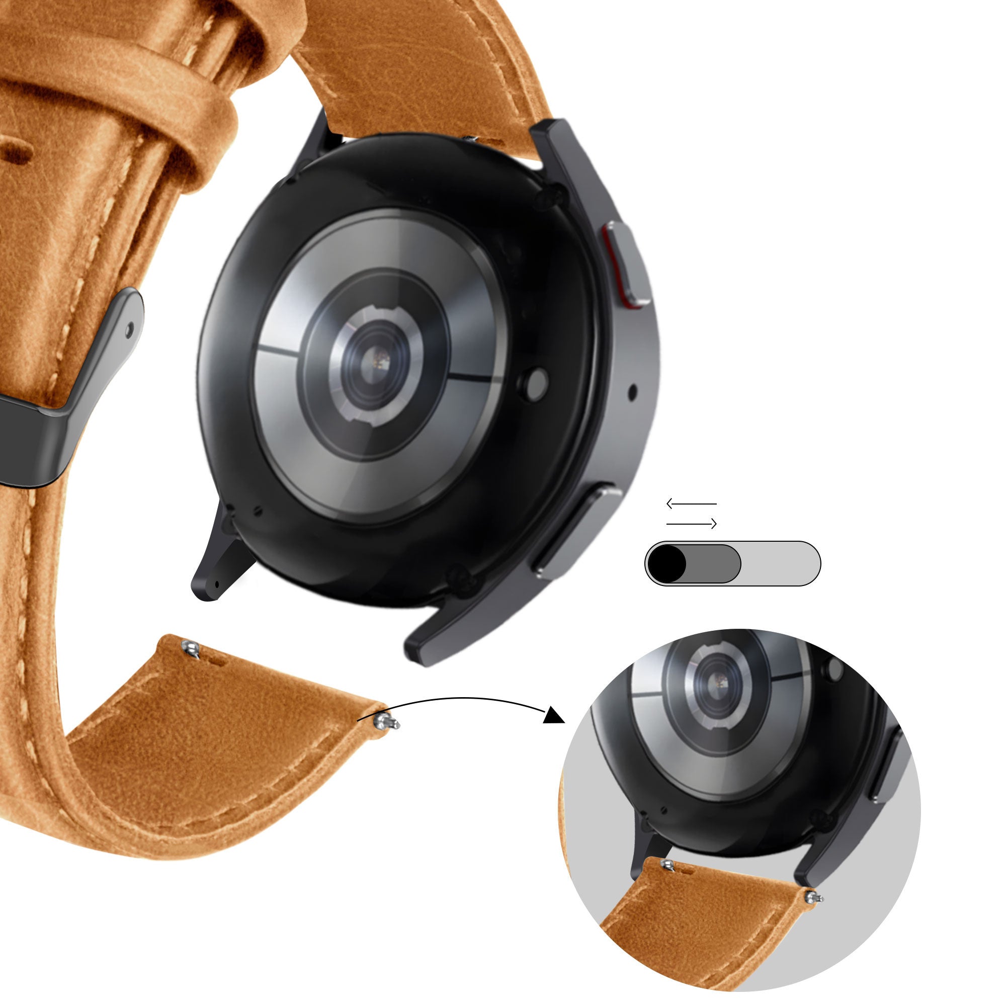 Bandz Huawei Watch 5 - 46mm Leather Strap 'Classic' (Brown)