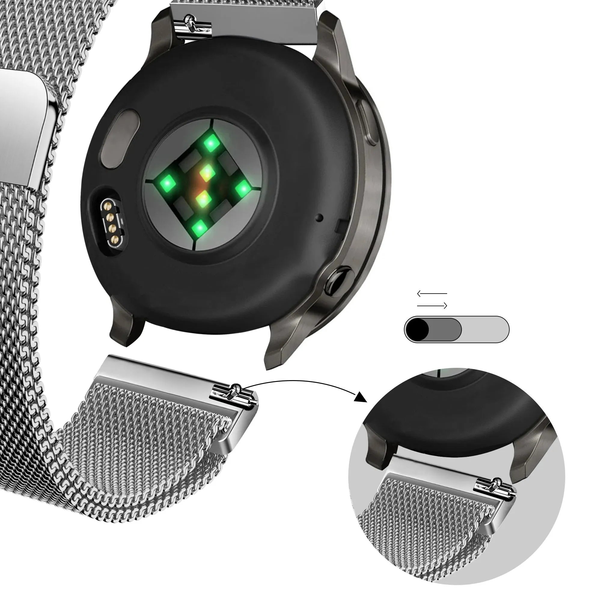 Bandz Bracelet milanais Loop Garmin Forerunner 265s (argent)