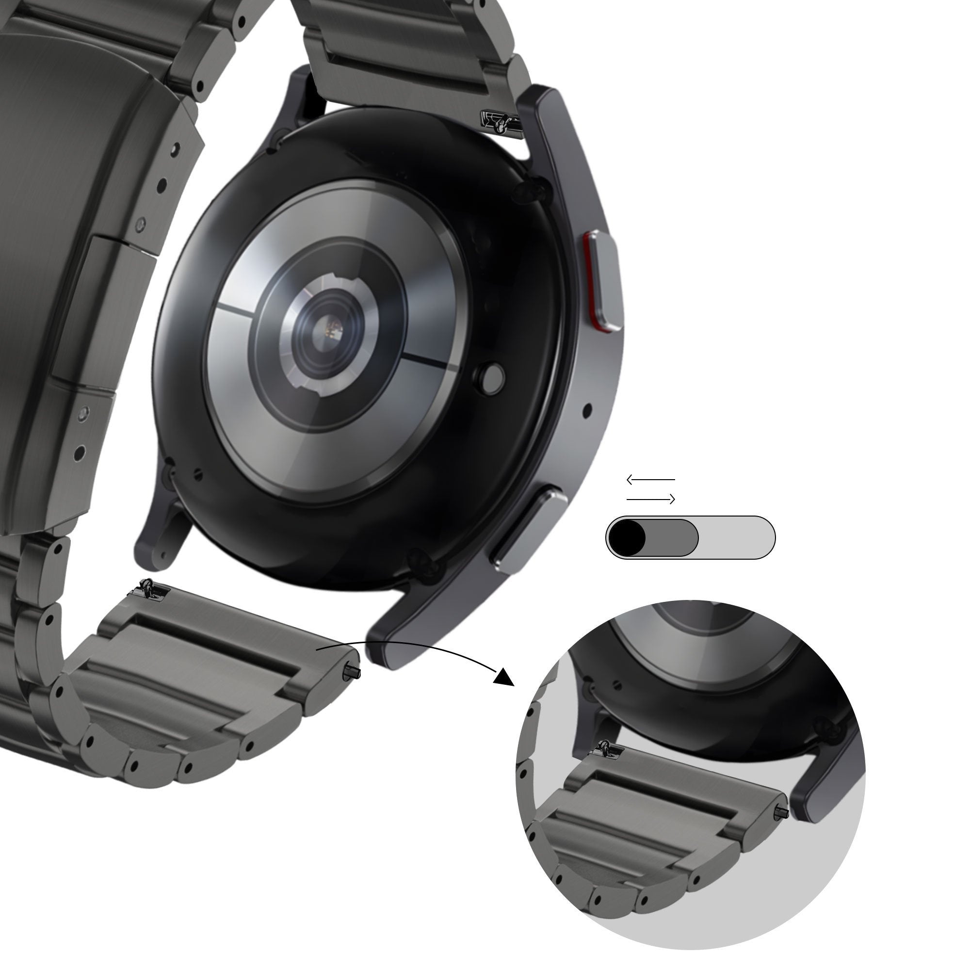 Bandz Bracelet titane 'Classic' Xiaomi Mi Watch (noir)