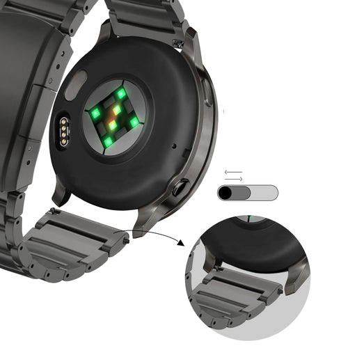 Bandz Garmin Vivomove Sport Titanium Link Strap (Black)