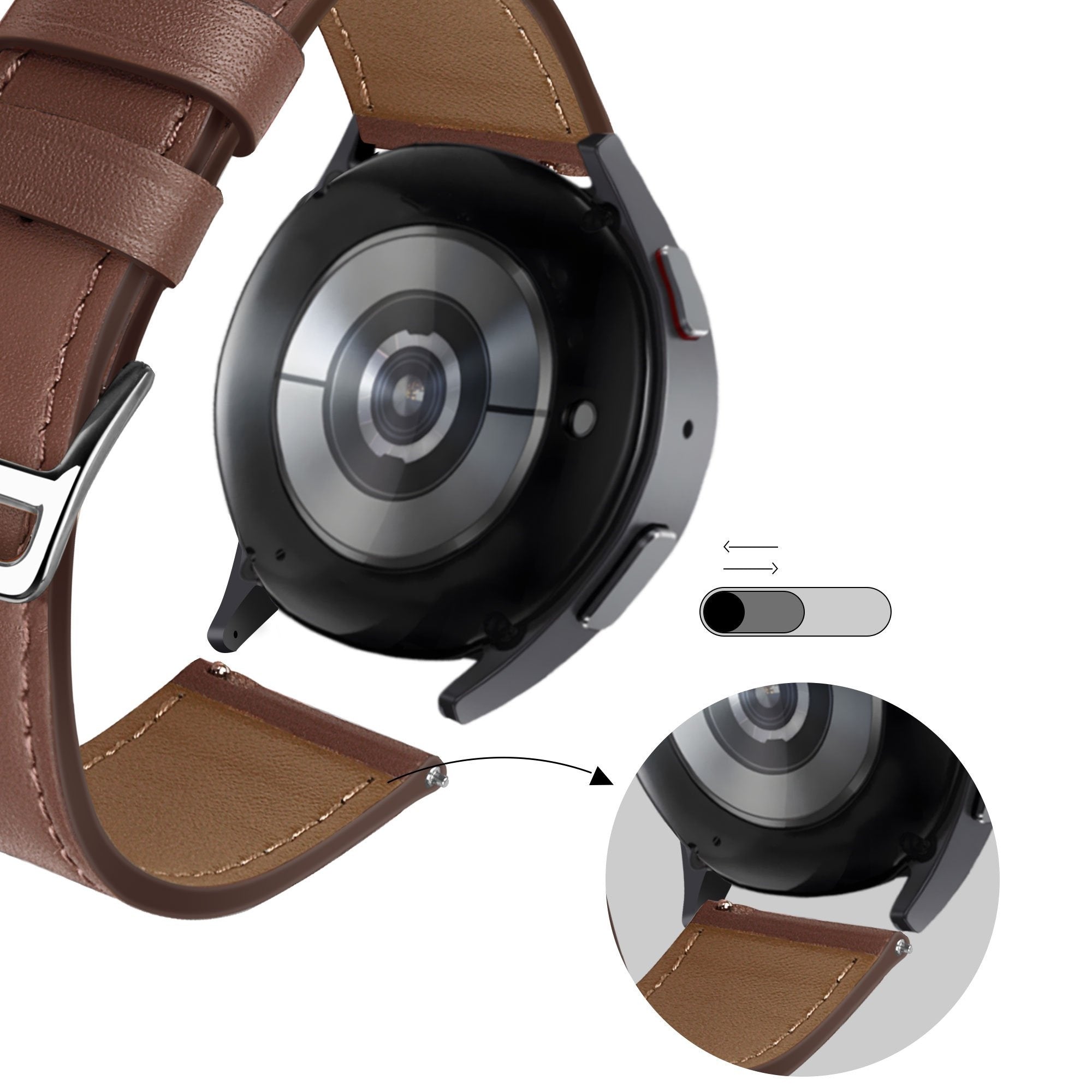 Bandz Bracelet cuir 'Deluxe' Huawei Watch GT 6 Pro - 46mm (marron)
