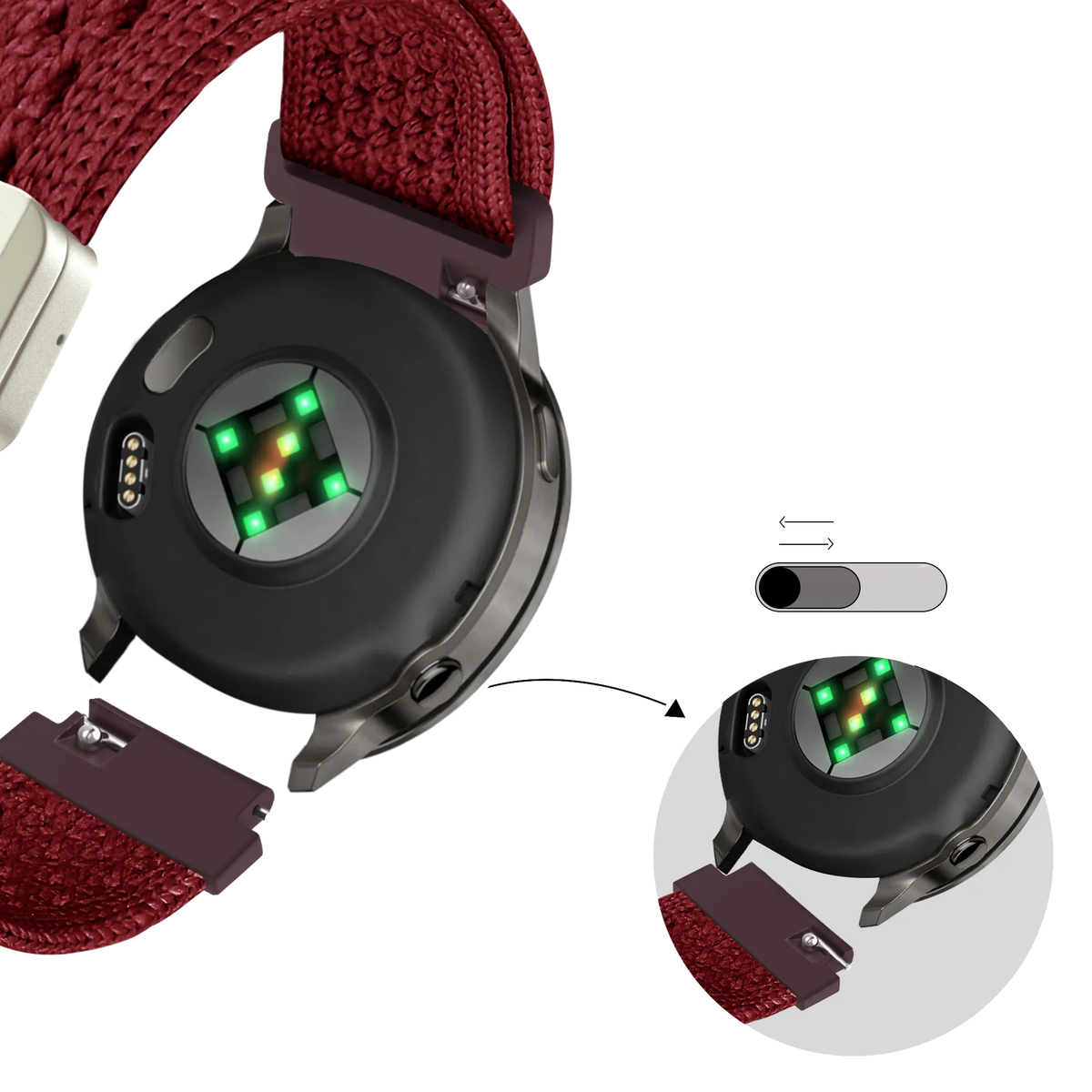Bandz Garmin Approach J1 Vintage Nylon Strap (Wine Red)