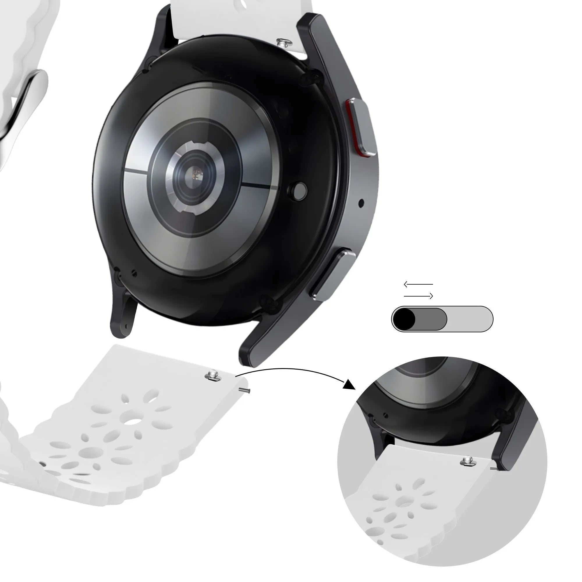 Bandz Pebble Round 2 - 20mm Patterned Silicone Strap (White)