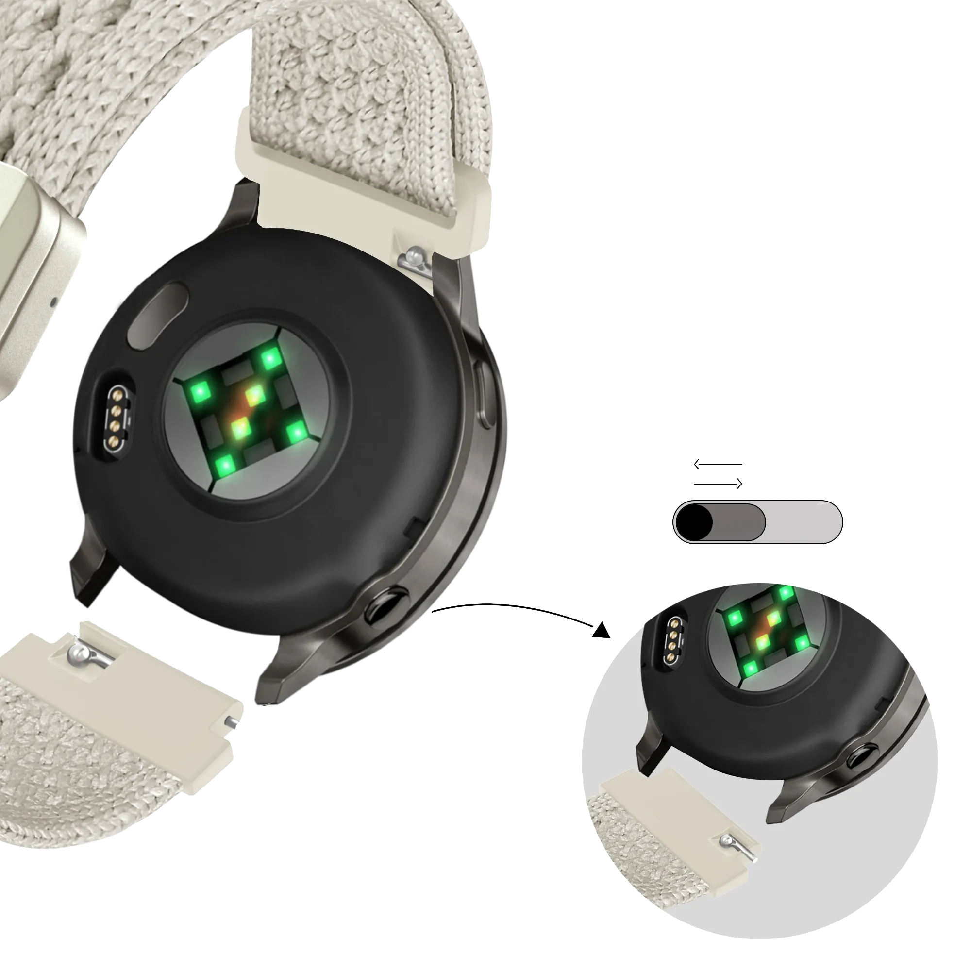 Bandz Bracelet nylon vintage Garmin Bounce 2 (lumière stellaire)