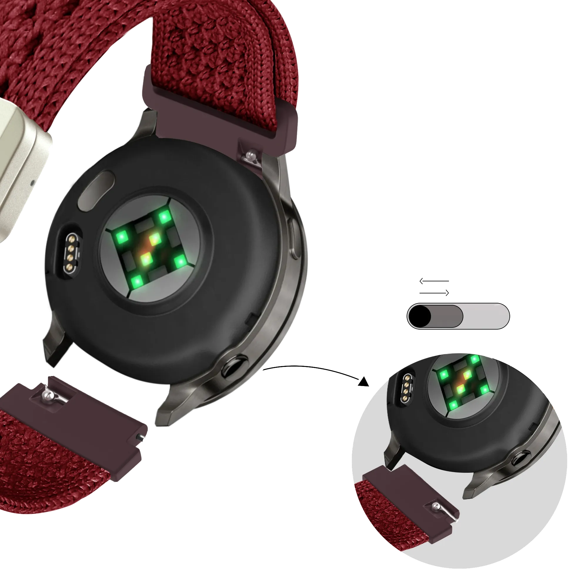 Bandz Bracelet nylon vintage Garmin Bounce 2 (rouge)