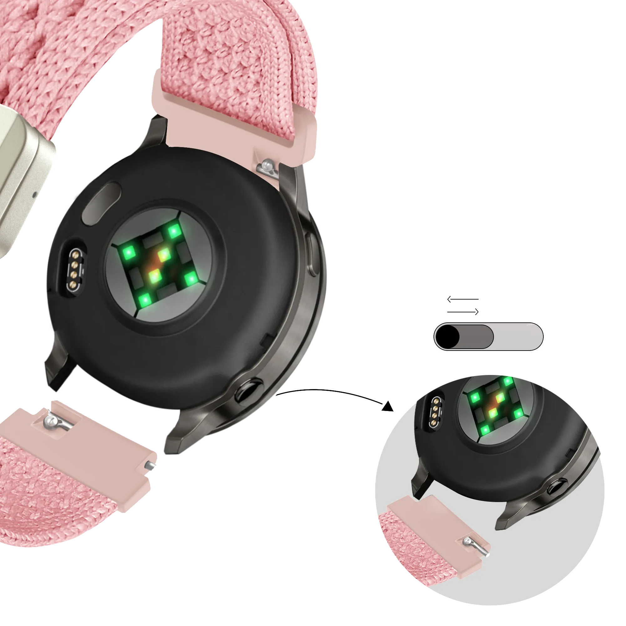 Bandz Bracelet nylon vintage Garmin Bounce 2 (rose)