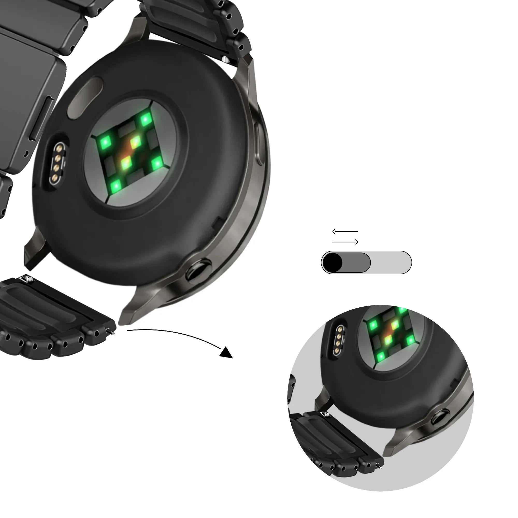 Bandz Bracelet titane 'Hybrid' Huawei Watch 3 (Pro) (noir)