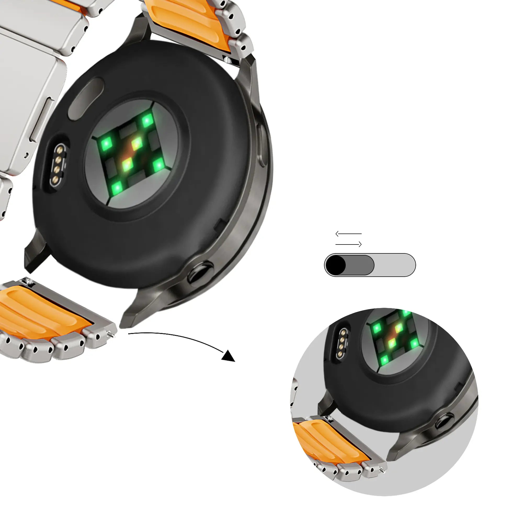 Bandz Bracelet titane 'Hybrid' Huawei Watch 3 (Pro) (titane/orange)