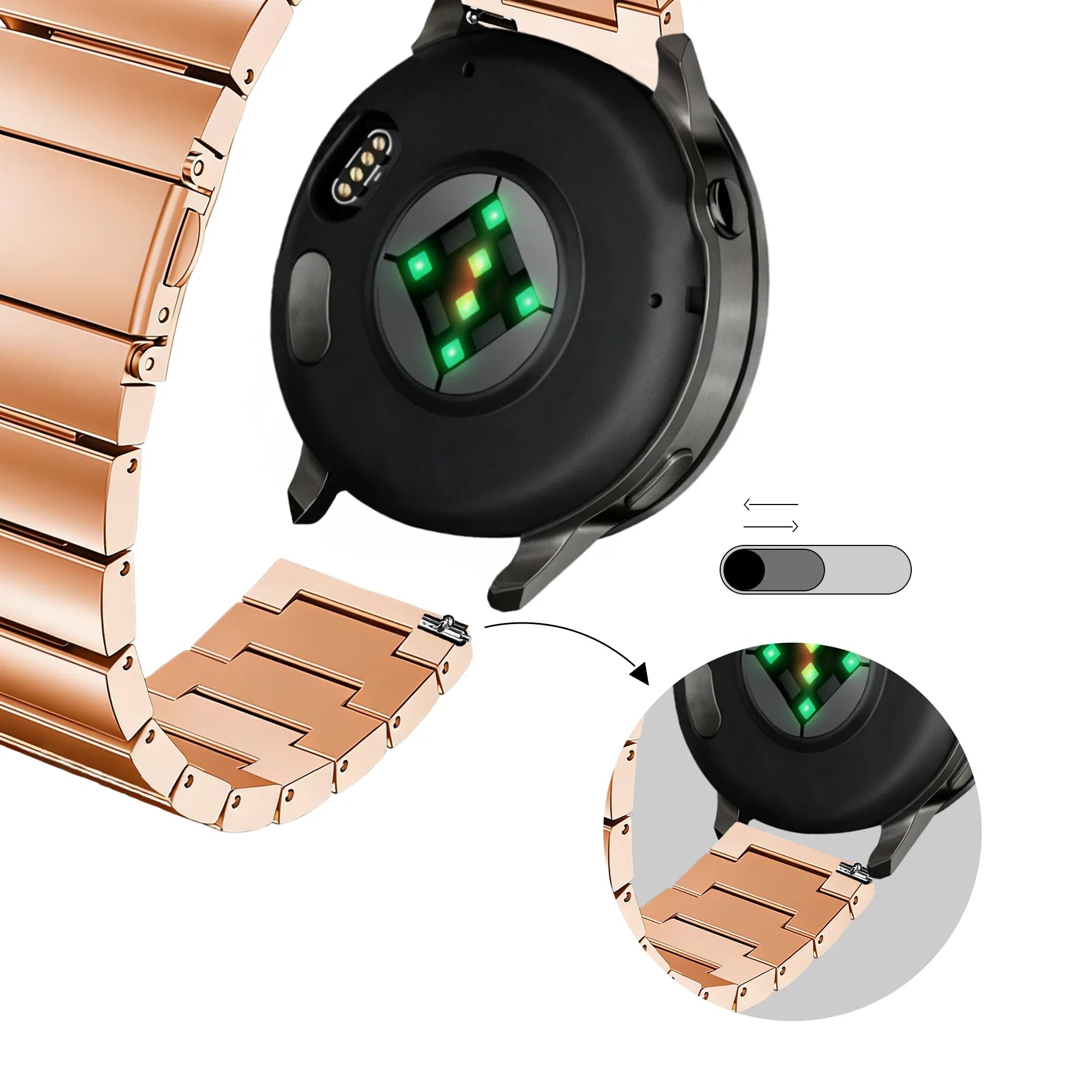 Bandz Bracelet acier 'One Bead' Garmin Venu (or rose)