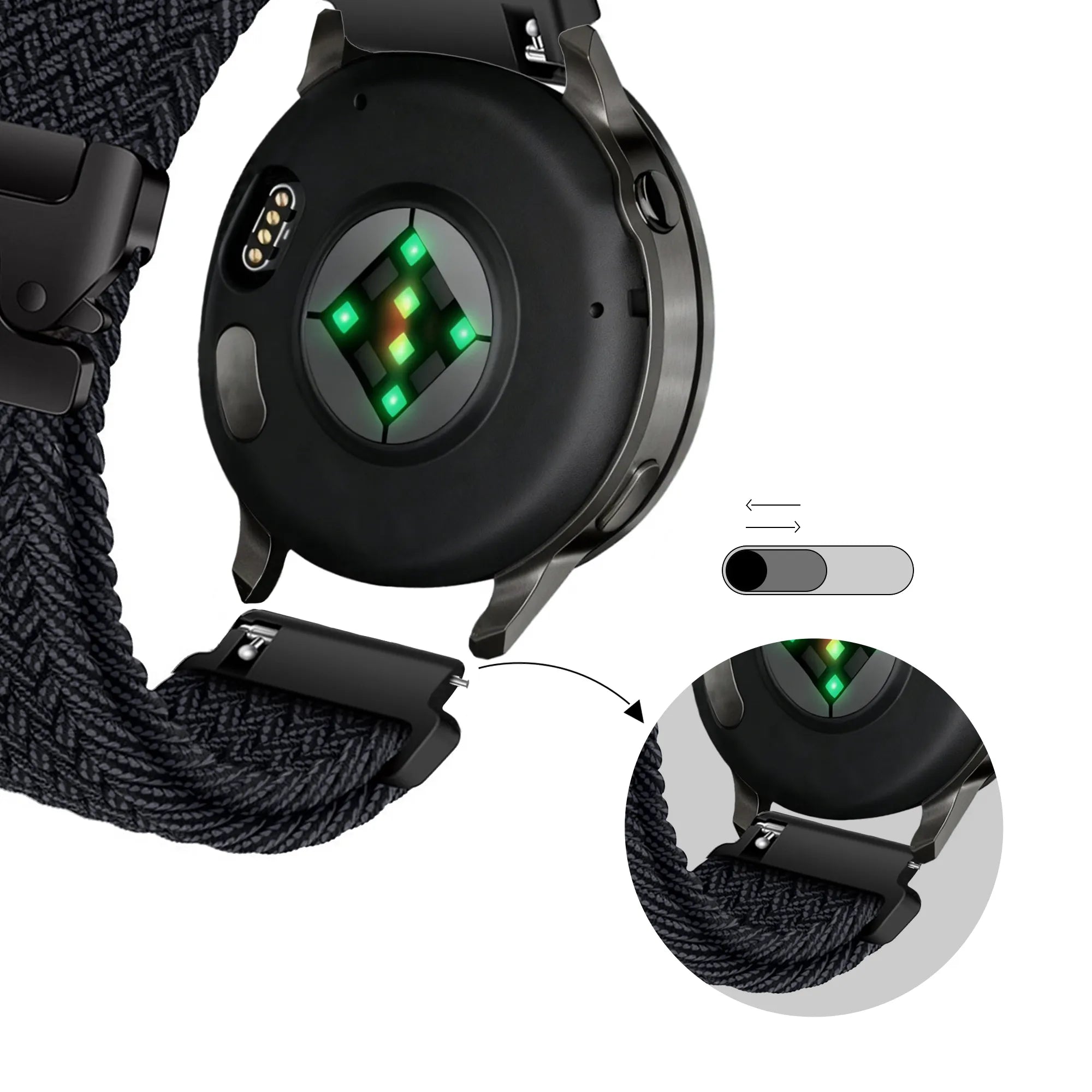 Bandz Bracelet tressé 'Parachute' Garmin Venu 2 (graphite)