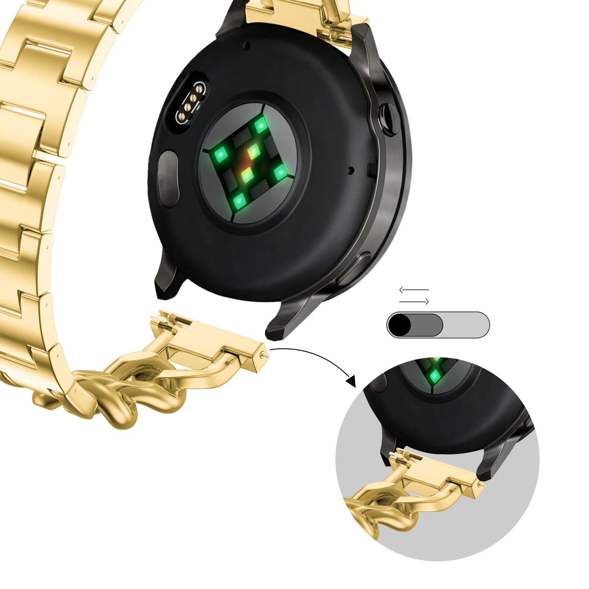 Bandz Bracelet metal 'Chains' Garmin Forerunner 245 (or)