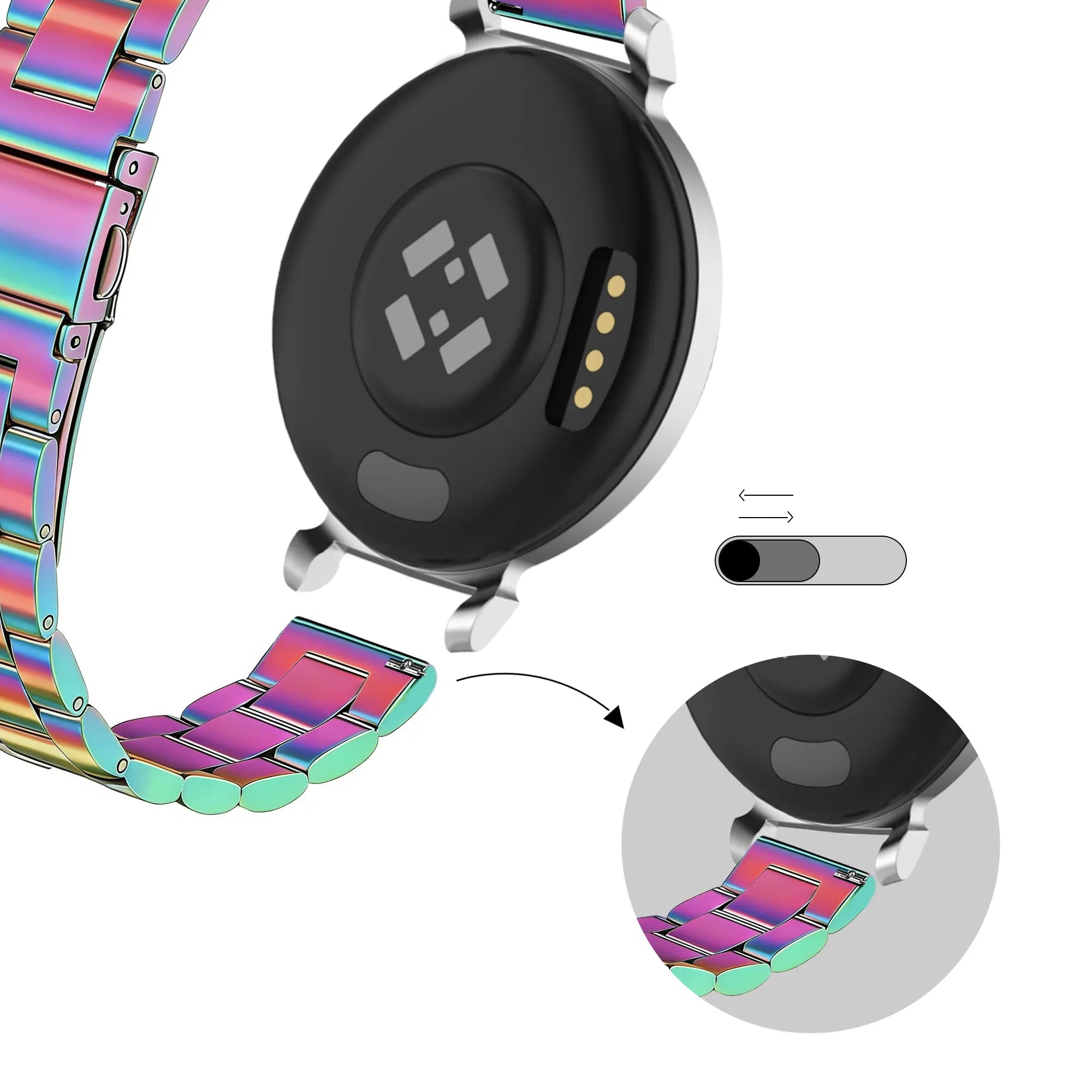 Bandz Pebble Round 2 - 14mm Steel Strap 'Classic' (Rainbow)
