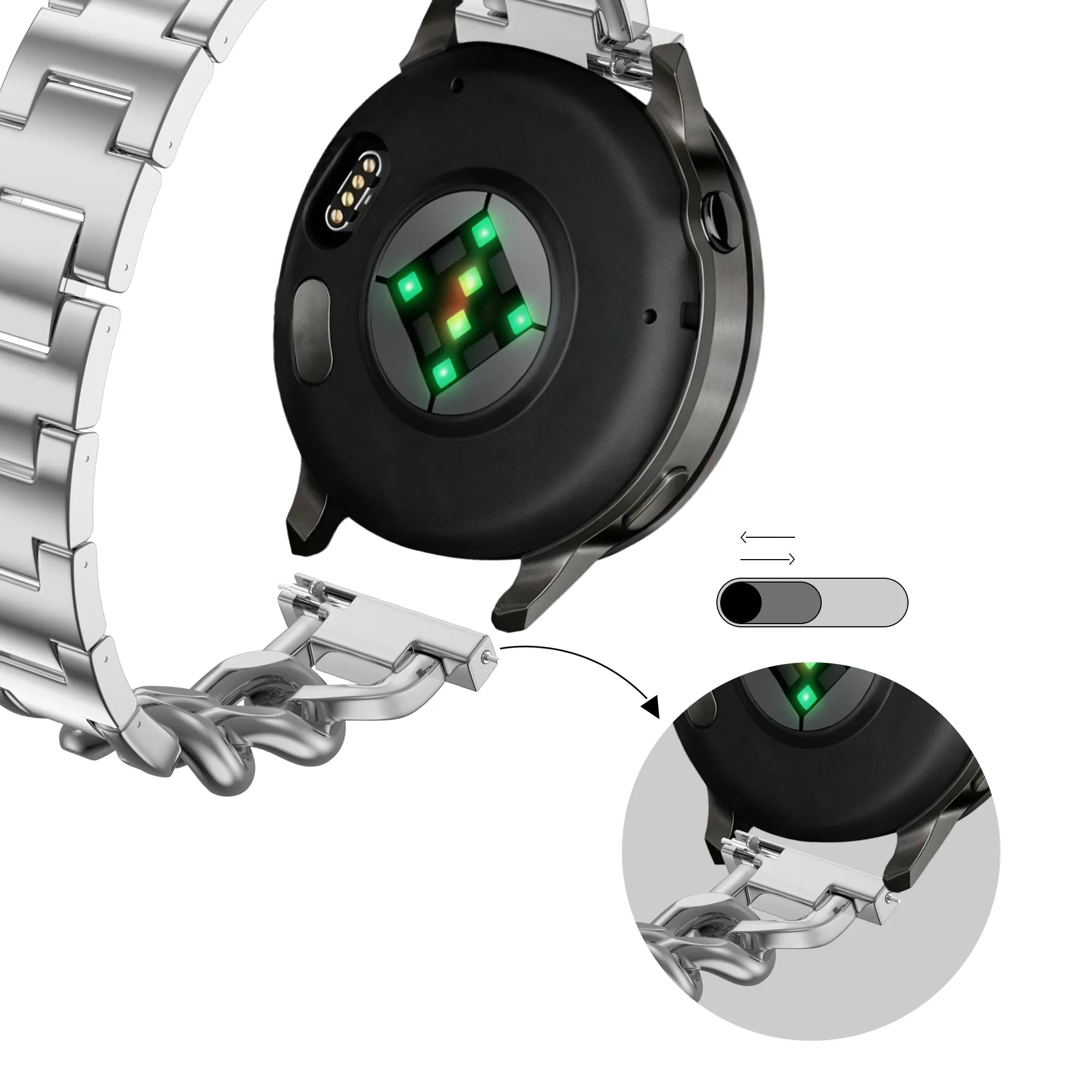Bandz Bracelet metal 'Chains' Garmin Approach S44 (argent)