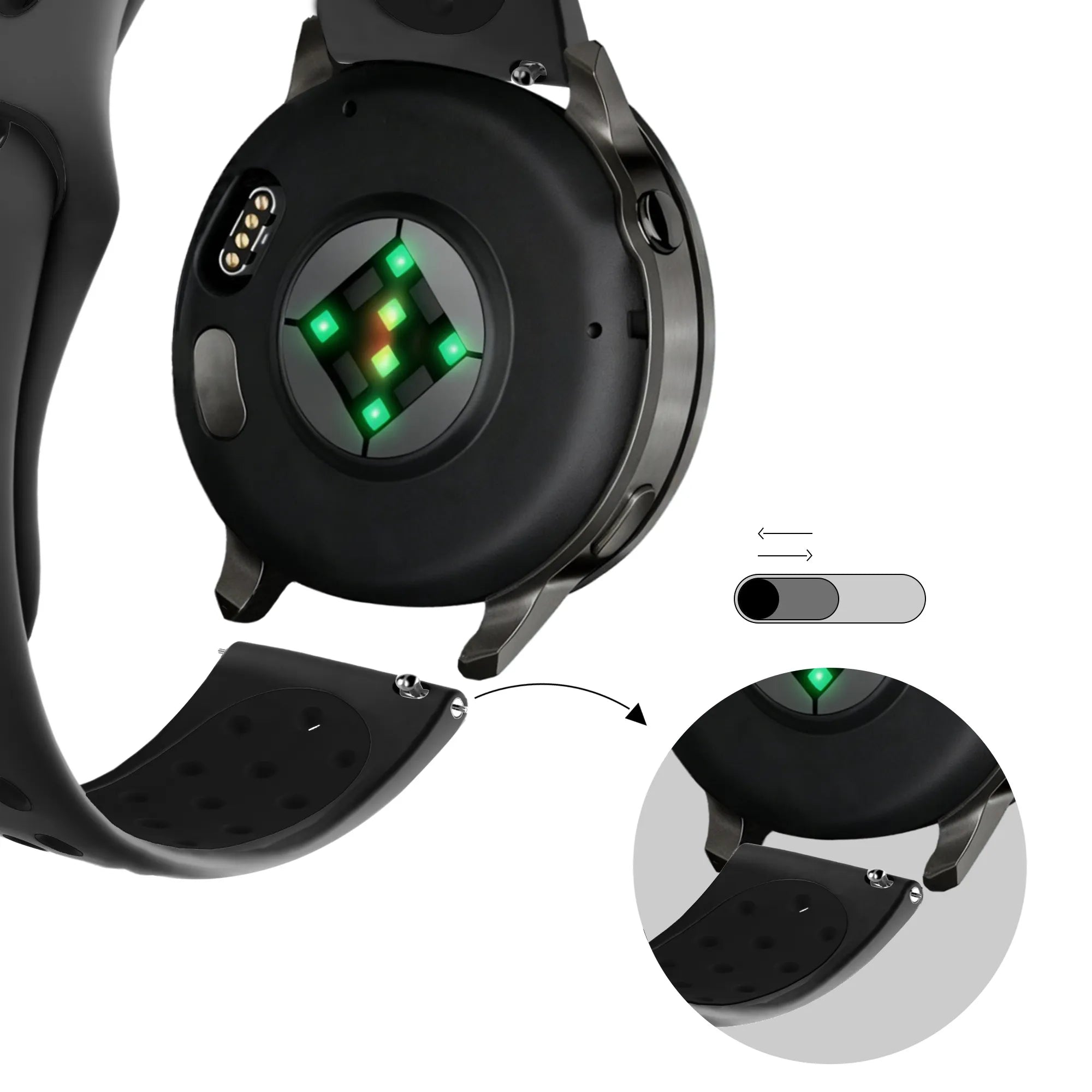 Bandz Bracelet sport 'Deluxe' Garmin Venu 2 (gris foncé/noir)