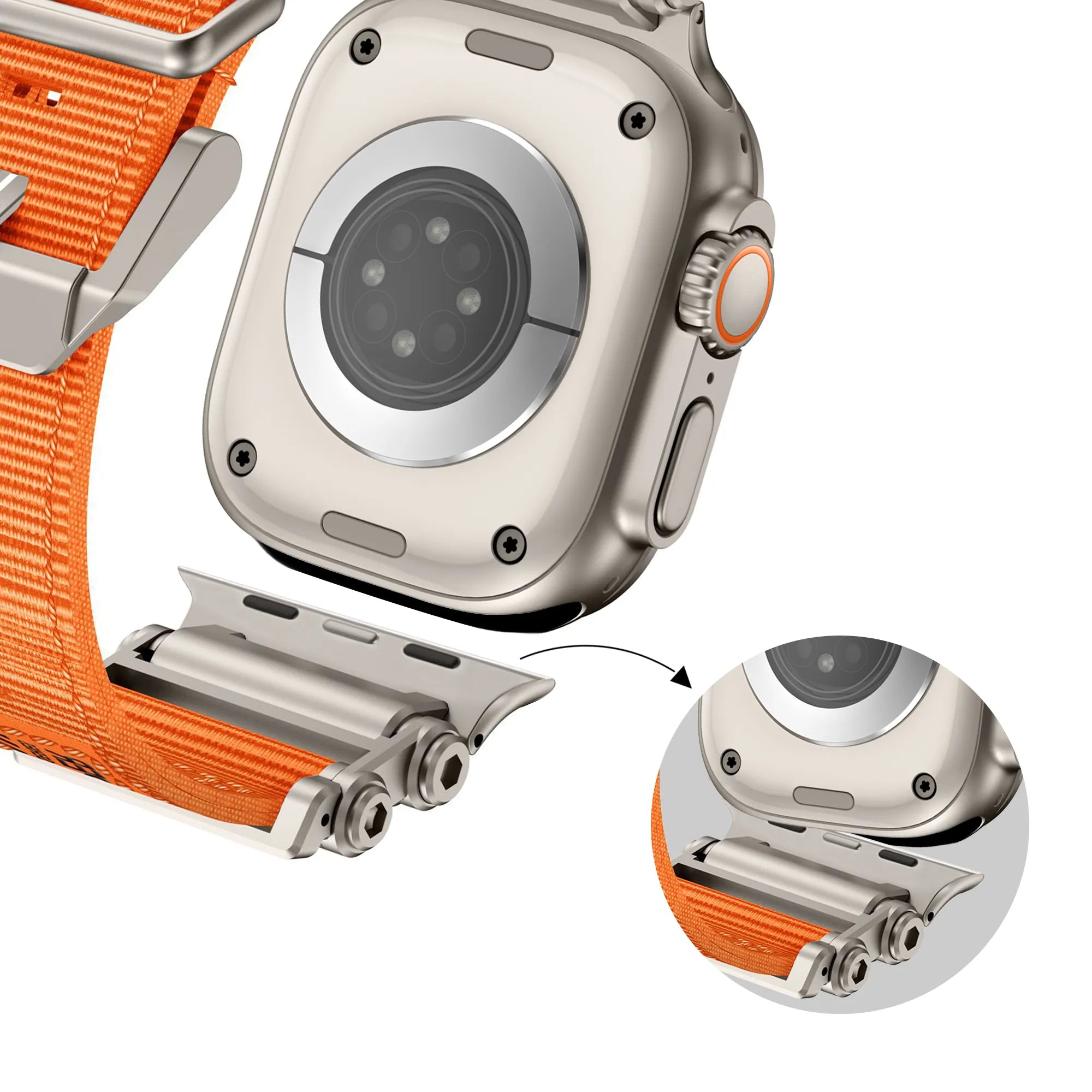 Bandz Bracelet nylon 'Explorer' Apple Watch (orange avec titane)