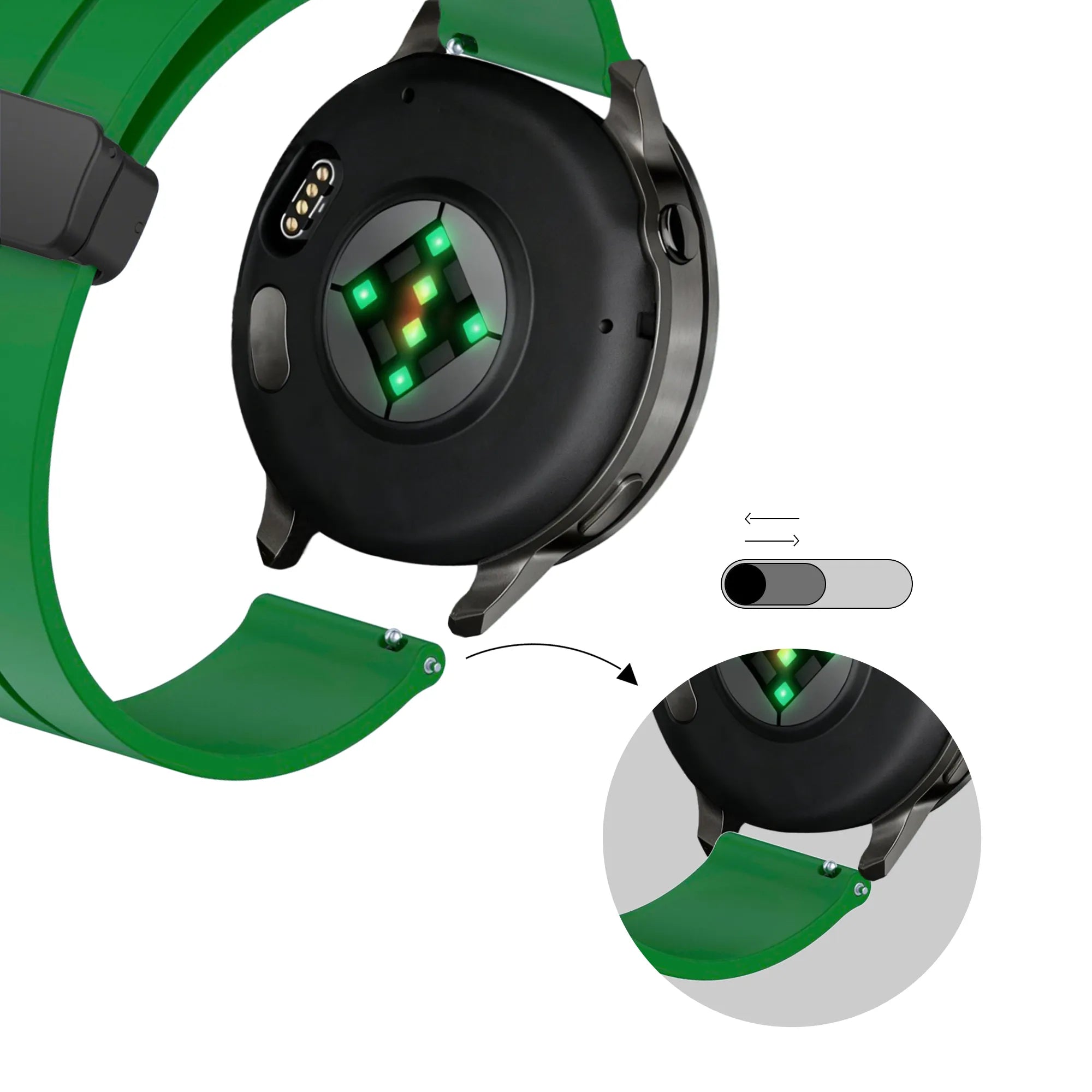 Bandz Bracelet silicone avec boucle en D Garmin Venu 2 (vert)