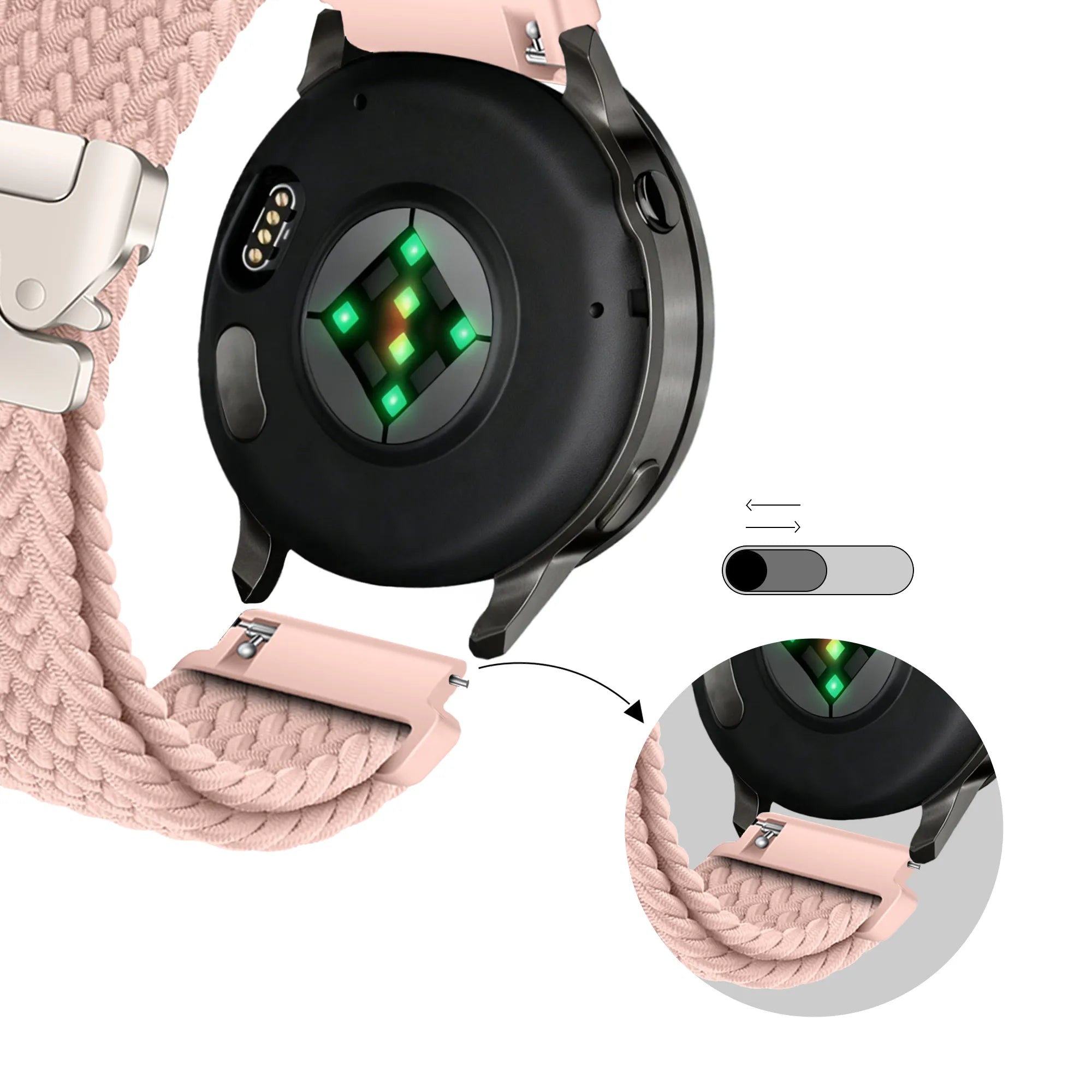 Bandz Bracelet tressé 'Parachute' Garmin Venu 2s (rose)