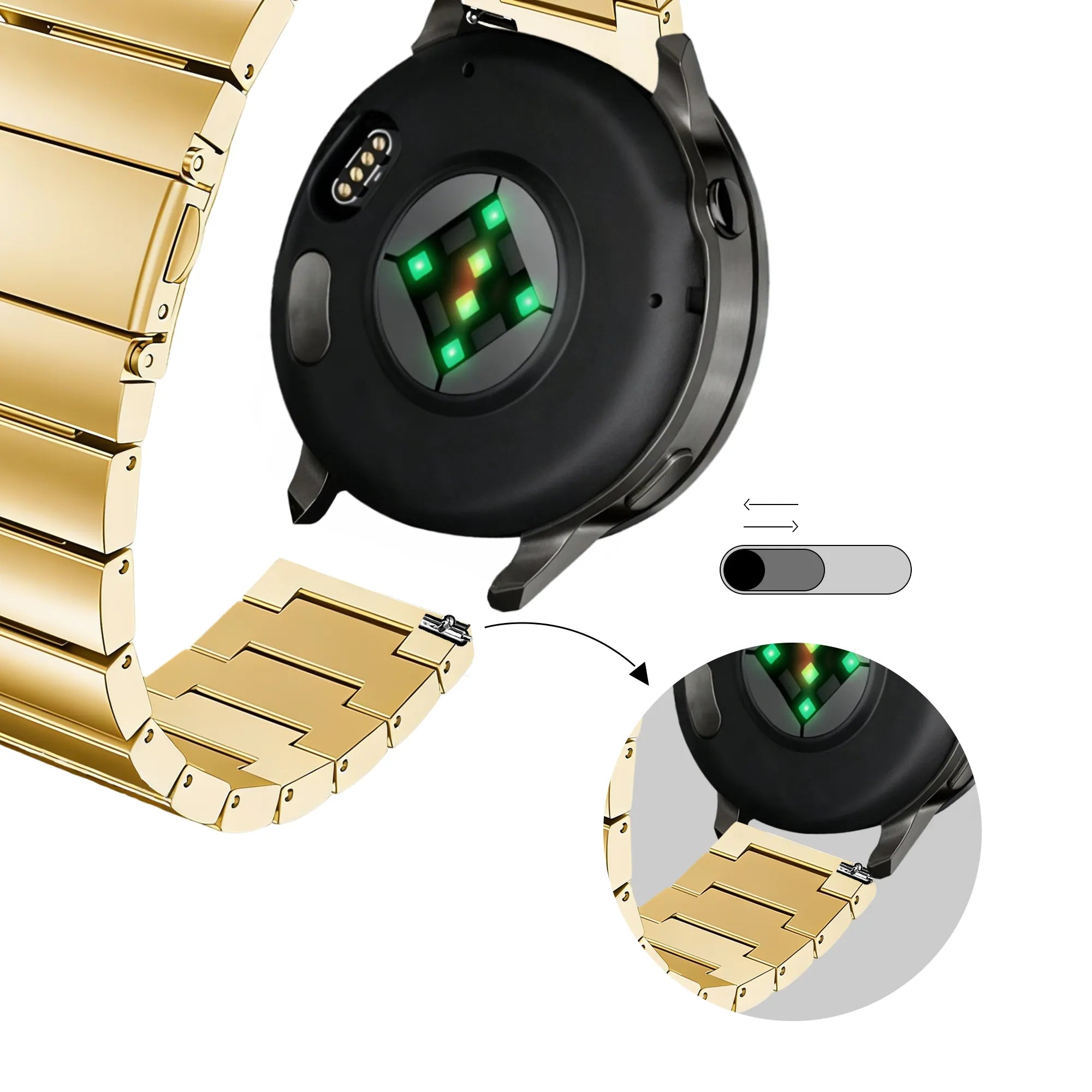 Bandz Bracelet acier 'One Bead' Garmin Venu SQ (or)