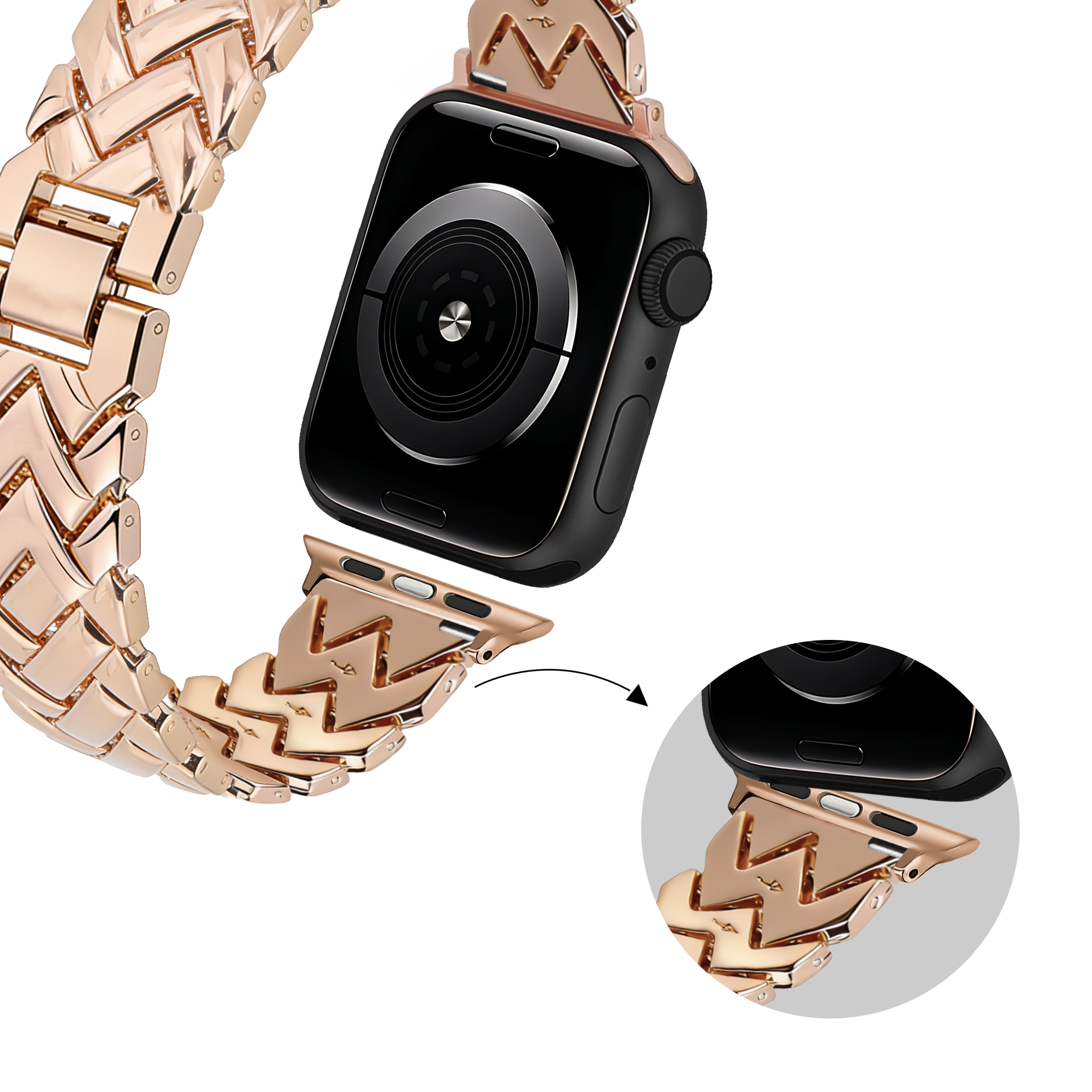 Bandz Bracelet metal 'V-Type' Apple Watch (or rose)