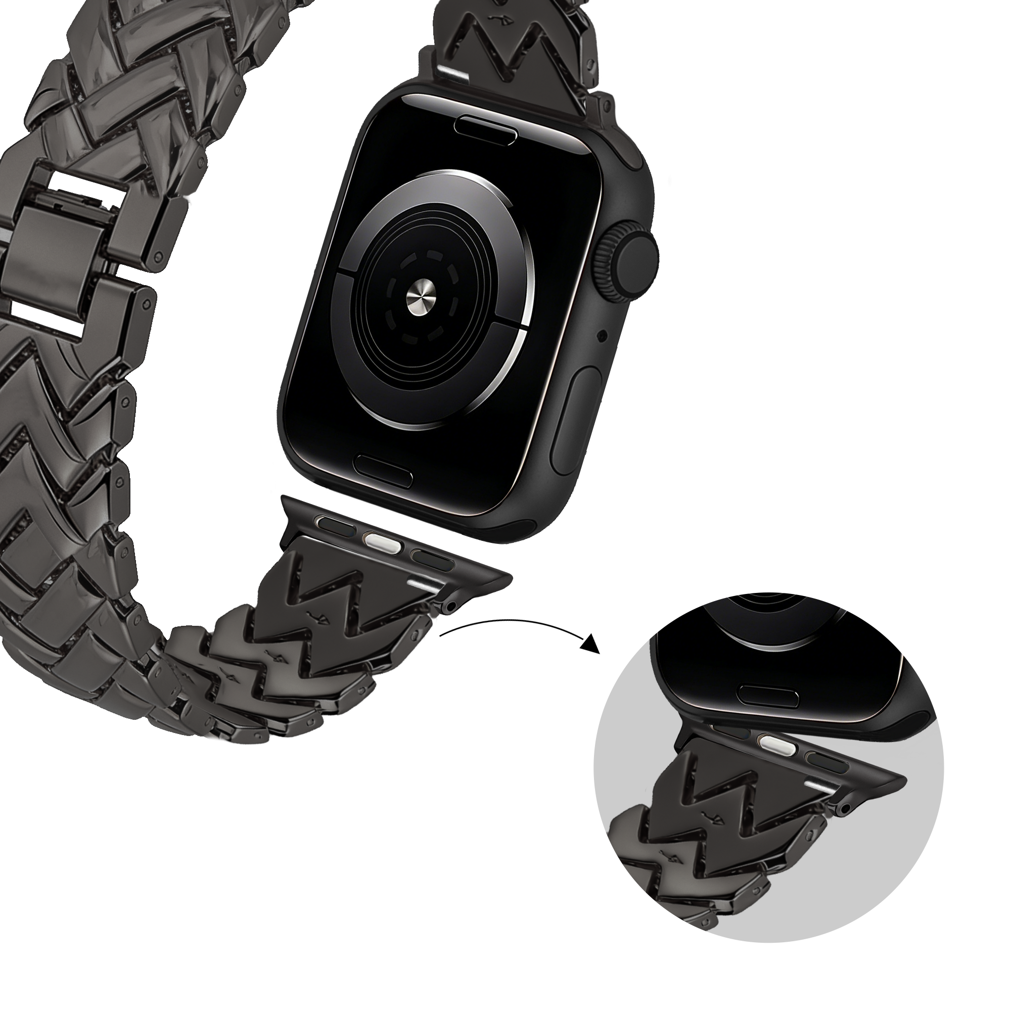 Bandz Bracelet metal 'V-Type' Apple Watch (noir)