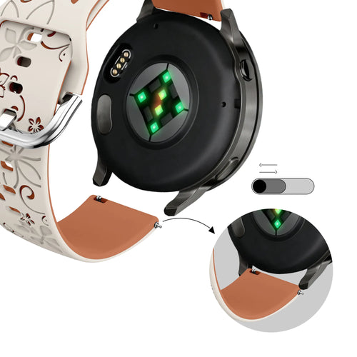 Bandz Garmin Forerunner 645 Silicone Strap 'Flowers' (Starlight/Brown)