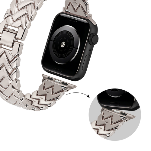 Bandz Apple Watch Metal Strap 'V-Type' (Starlight)