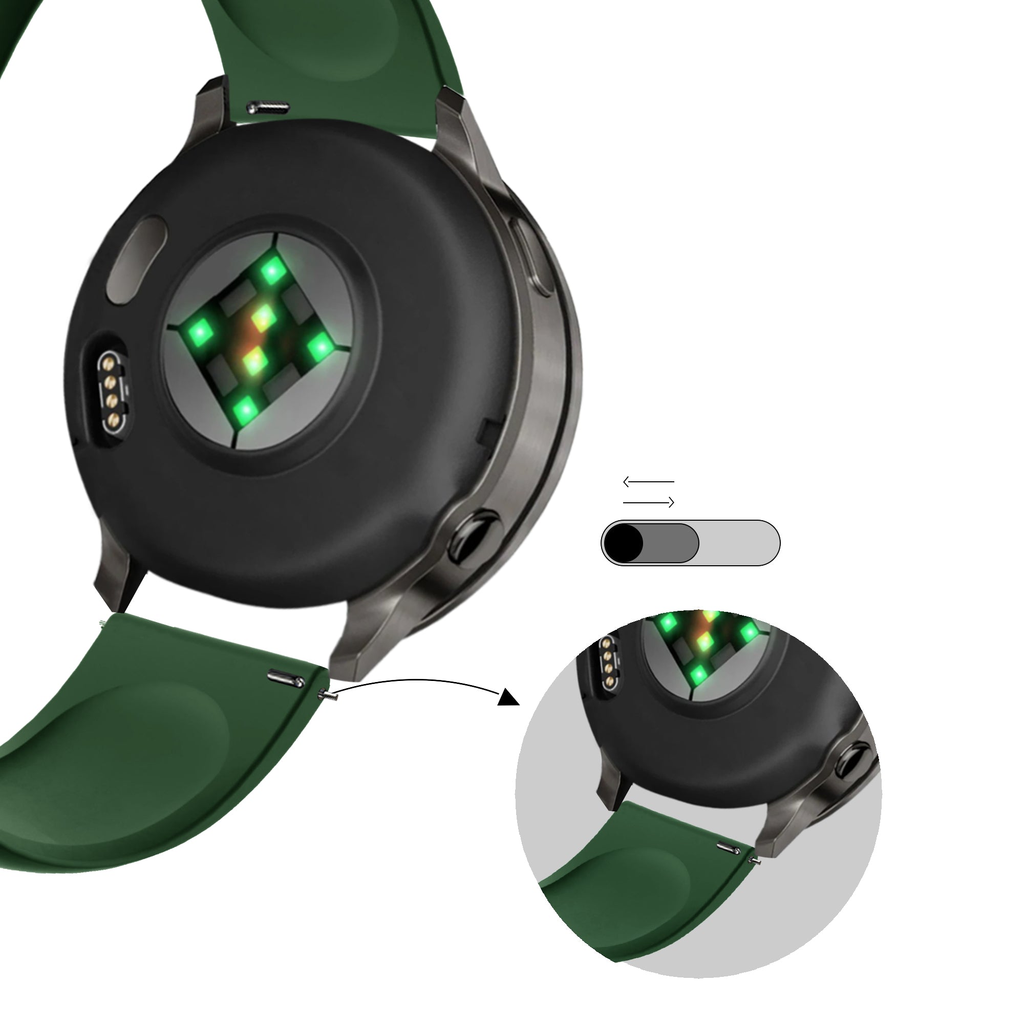 Bandz Bracelet sport 'Deluxe' Garmin Forerunner 570 - 47mm (vert armée)