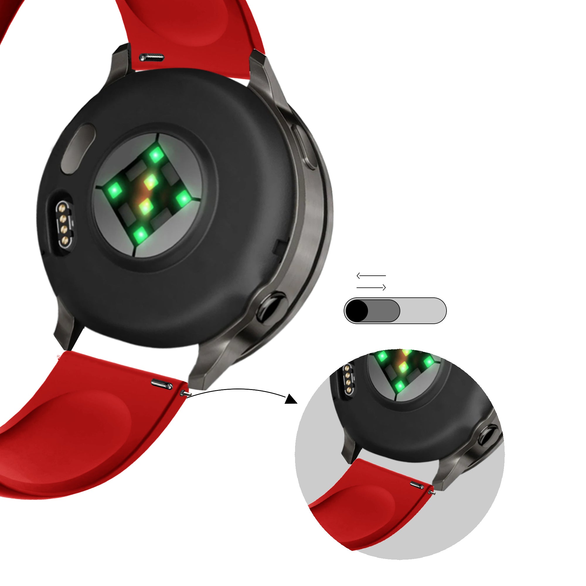 Bandz Bracelet sport 'Deluxe' Garmin Vivomove 3 (rouge)