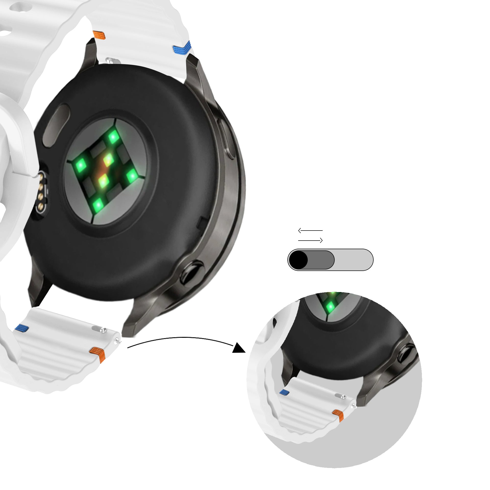 Bandz Bracelet silicone ondulé Garmin Venu (blanc)