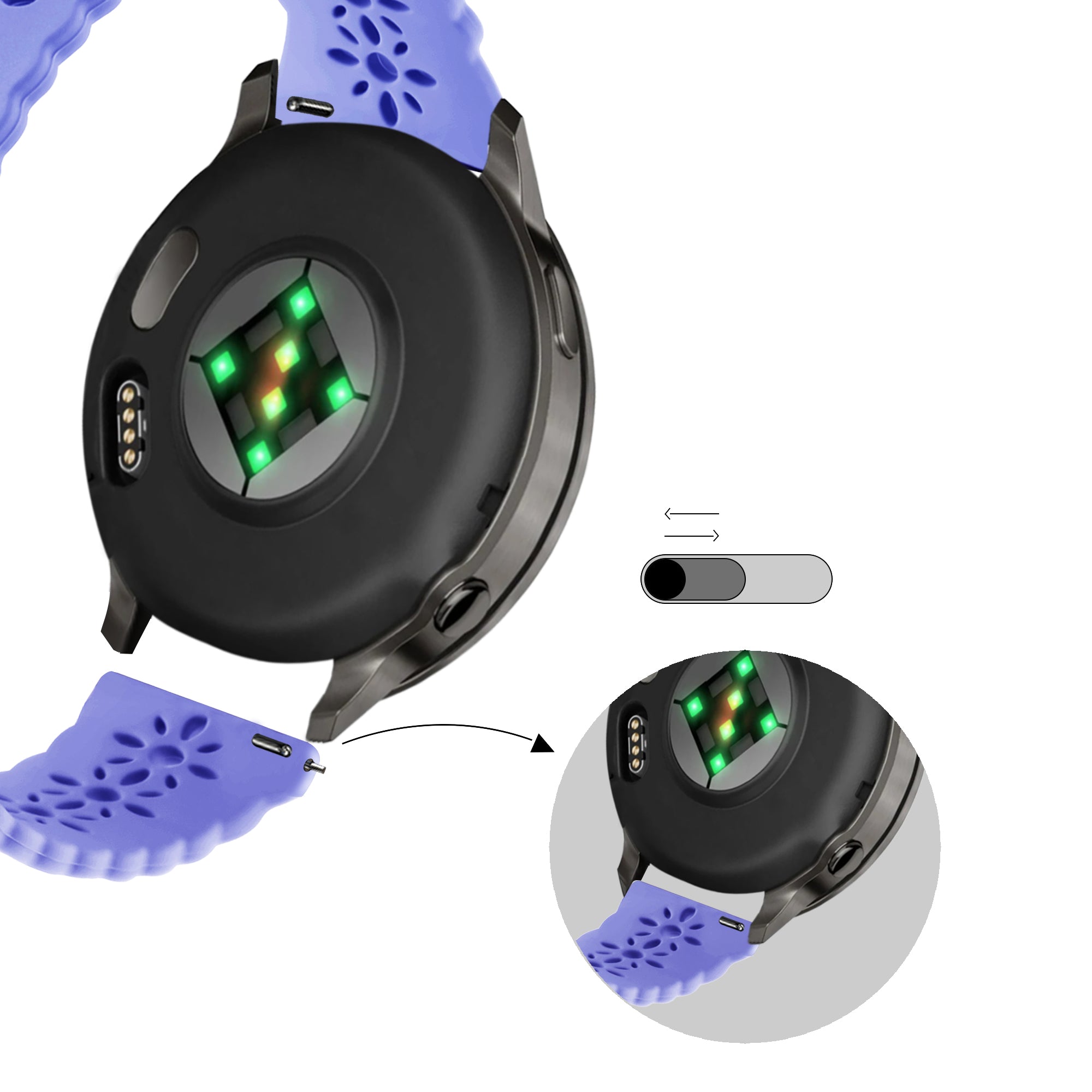 Bandz Bracelet silicone 'Lace' Garmin Vivomove 3 (mauve)