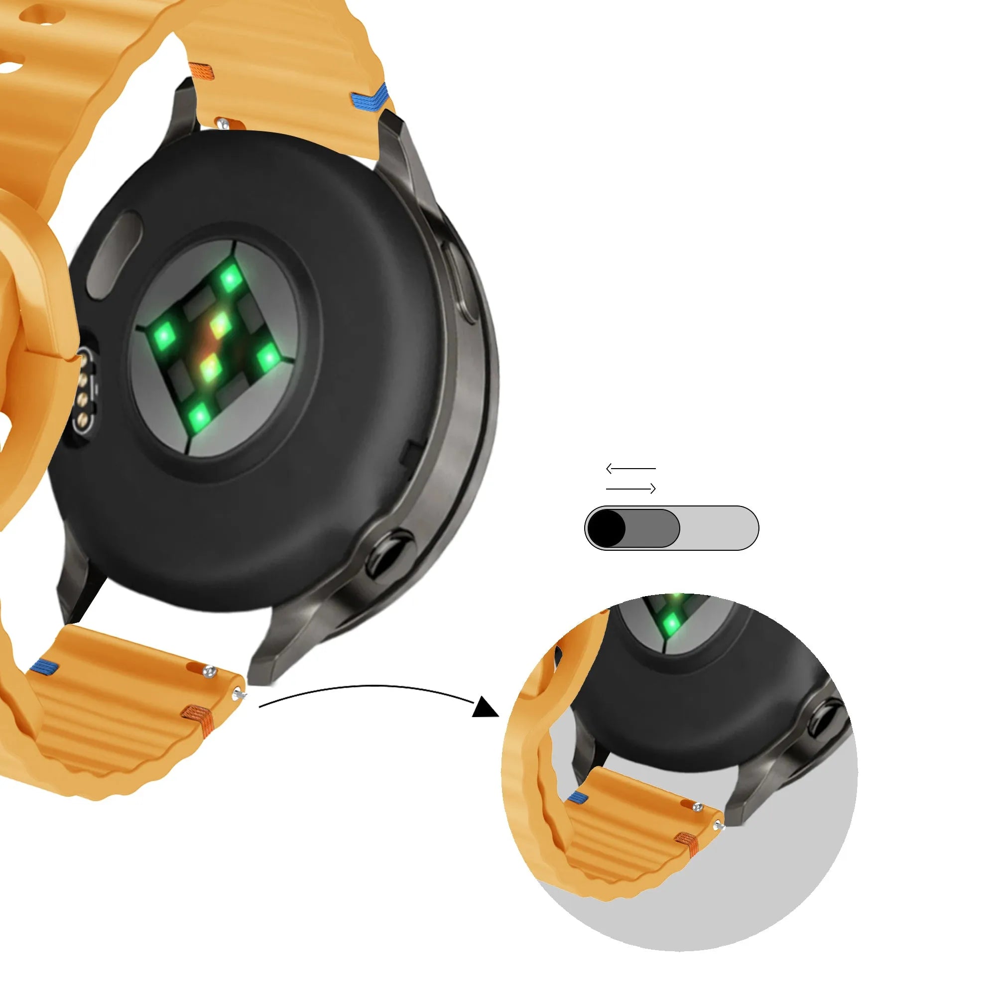 Bandz Bracelet silicone ondulé Garmin Forerunner 265s (jaune foncé)