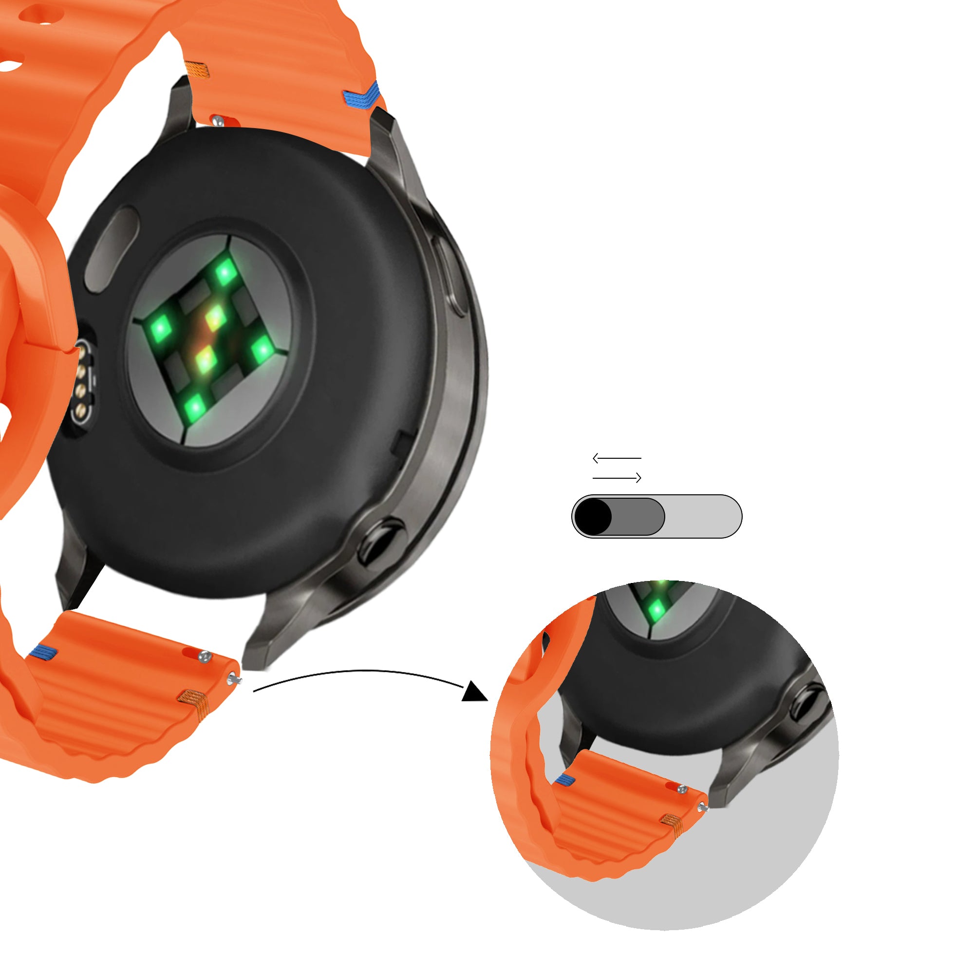Bandz Bracelet silicone ondulé Garmin Forerunner 265 (orange)