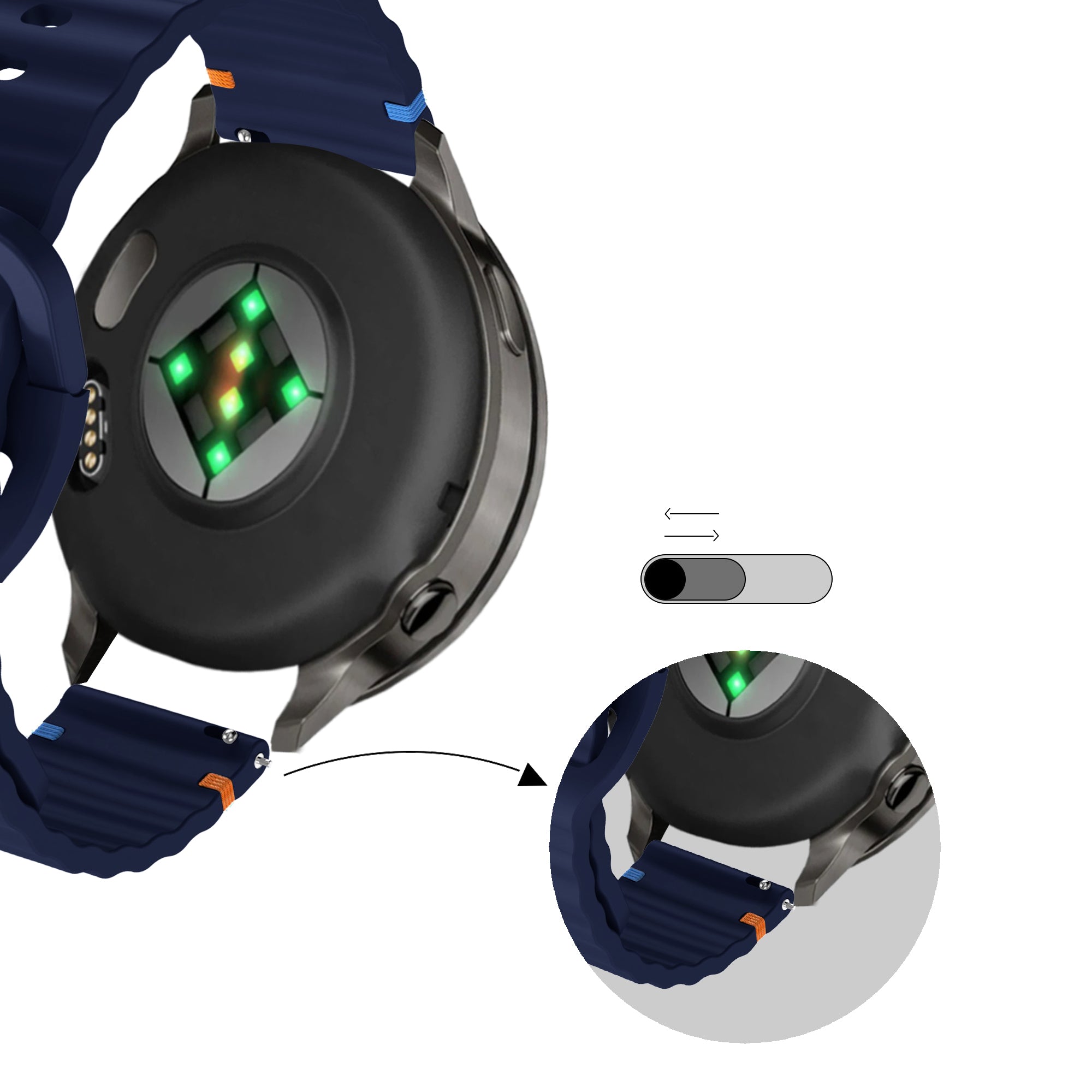 Bandz Bracelet silicone ondulé Garmin Venu SQ (bleu foncé)