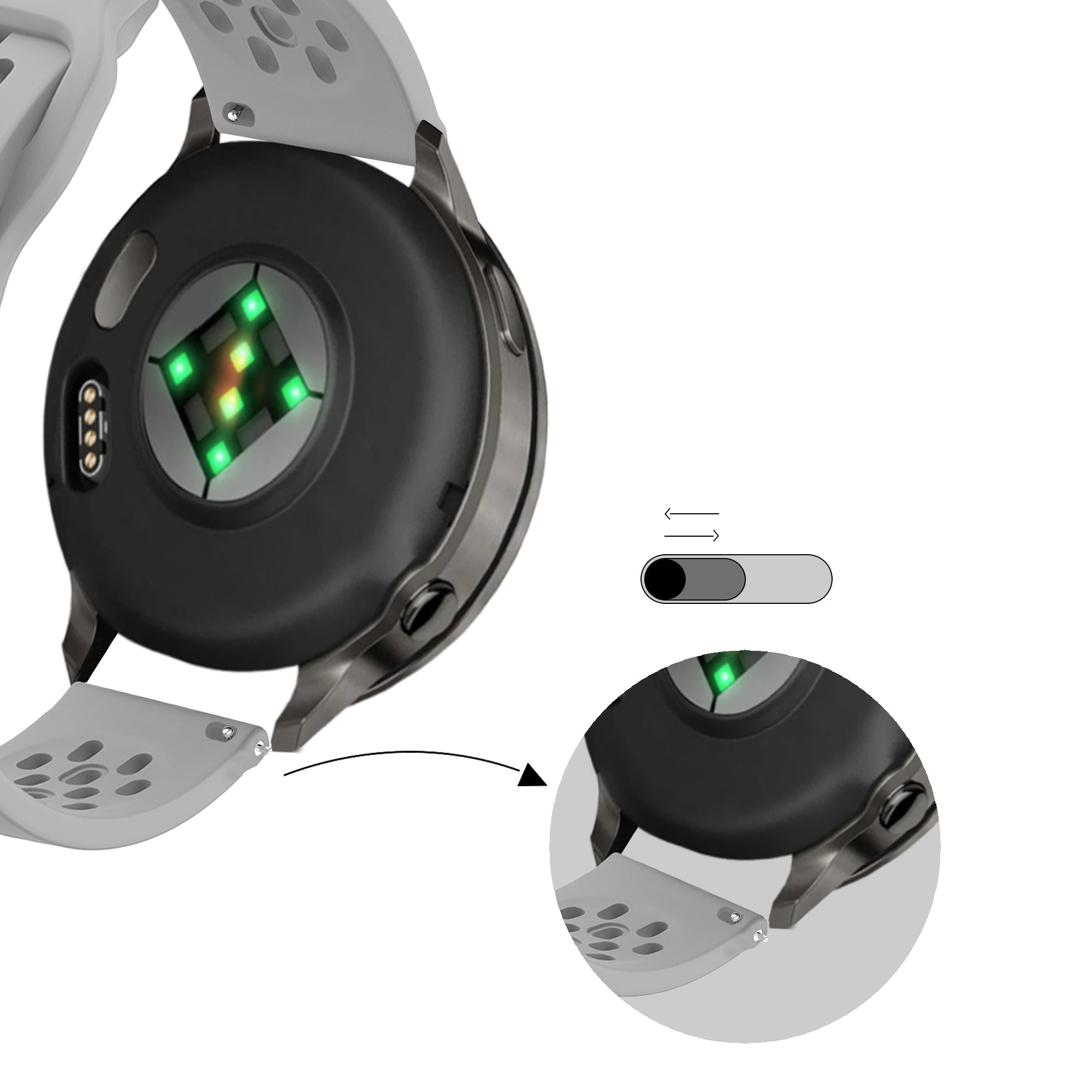 Bandz Bracelet silicone 'Air' Garmin Vivomove 3 (gris)