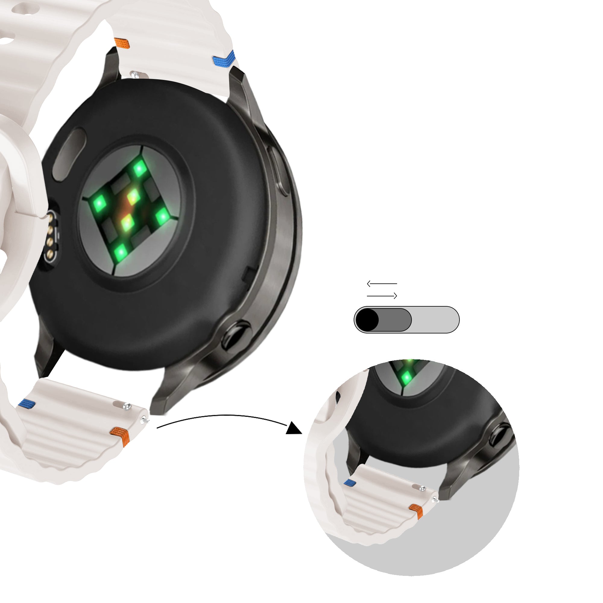 Bandz Bracelet silicone ondulé Garmin Venu 2s (lumière stellaire)