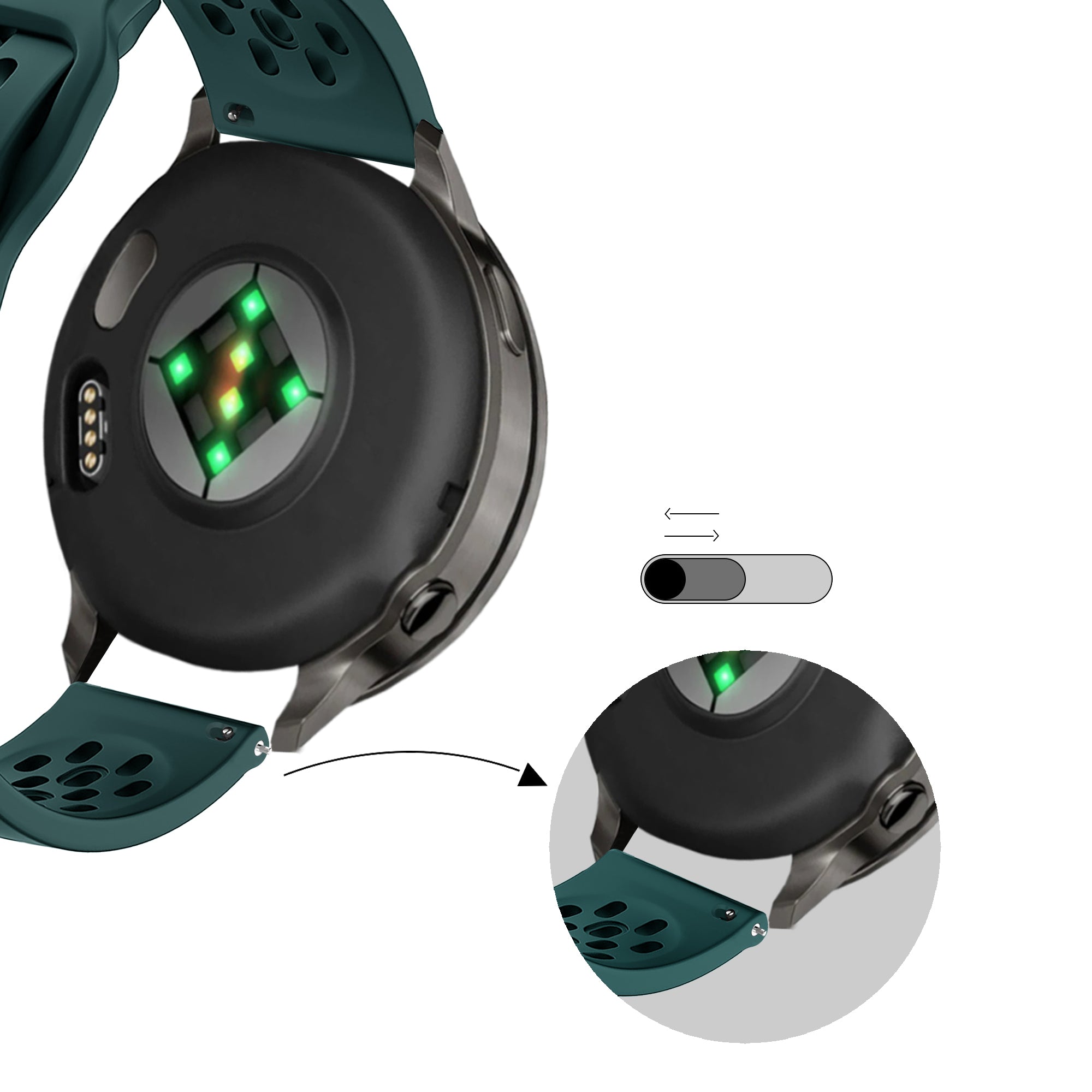 Bandz Bracelet silicone 'Air' Garmin Vivomove 3 (vert foncé)