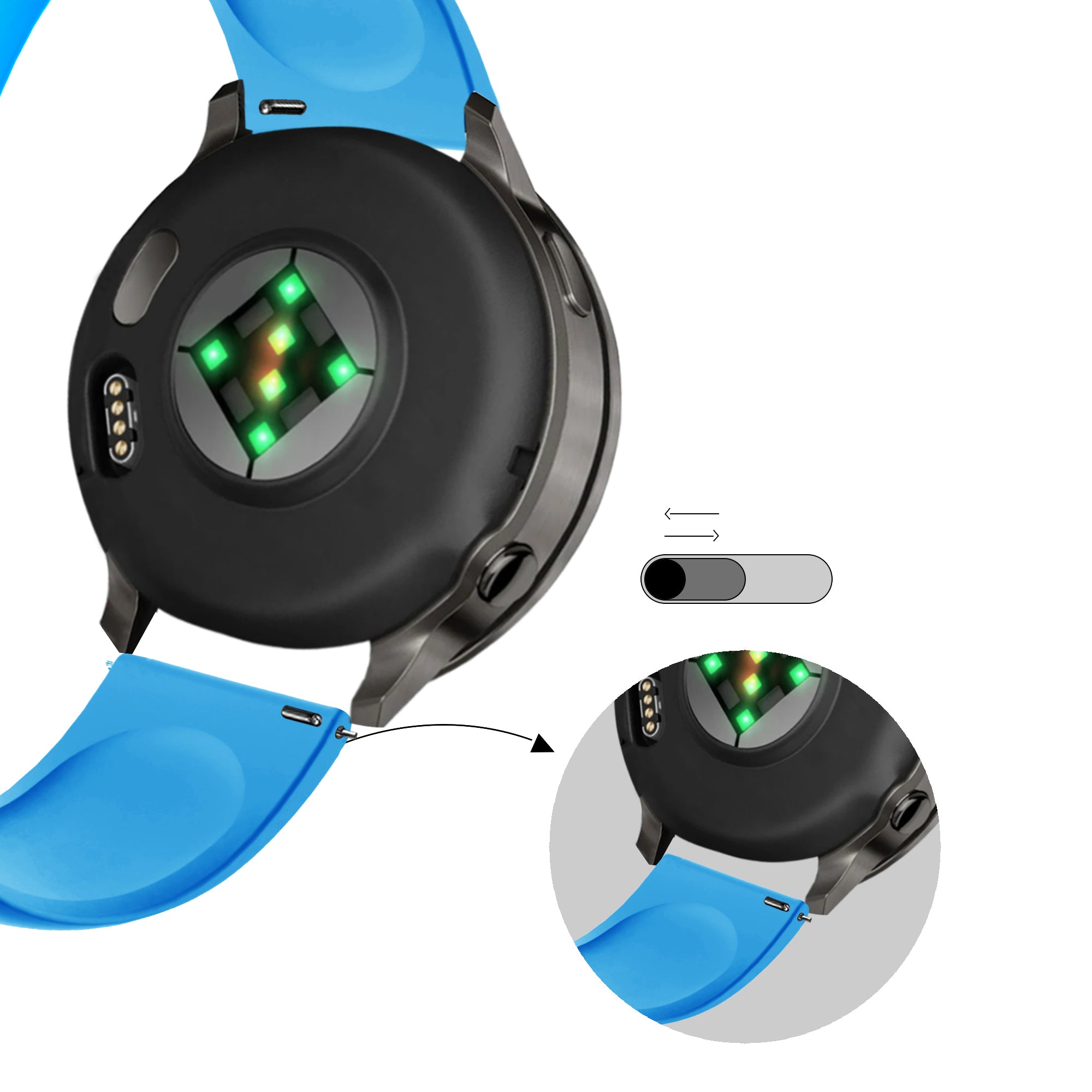 Bandz Bracelet sport 'Deluxe' Garmin Forerunner 570 - 47mm (bleu clair)