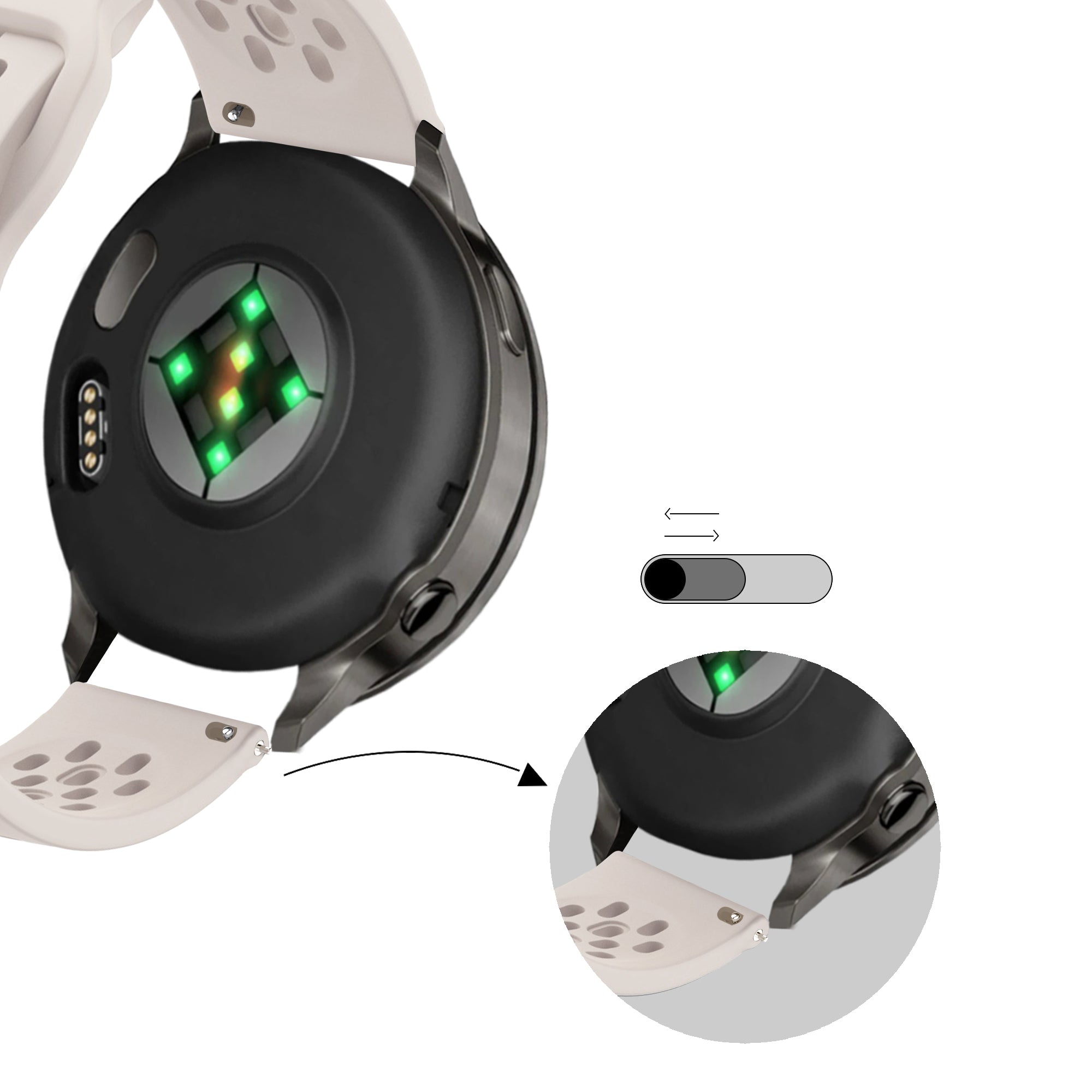Bandz Bracelet silicone 'Air' Garmin Vivomove 3 (lumière stellaire)