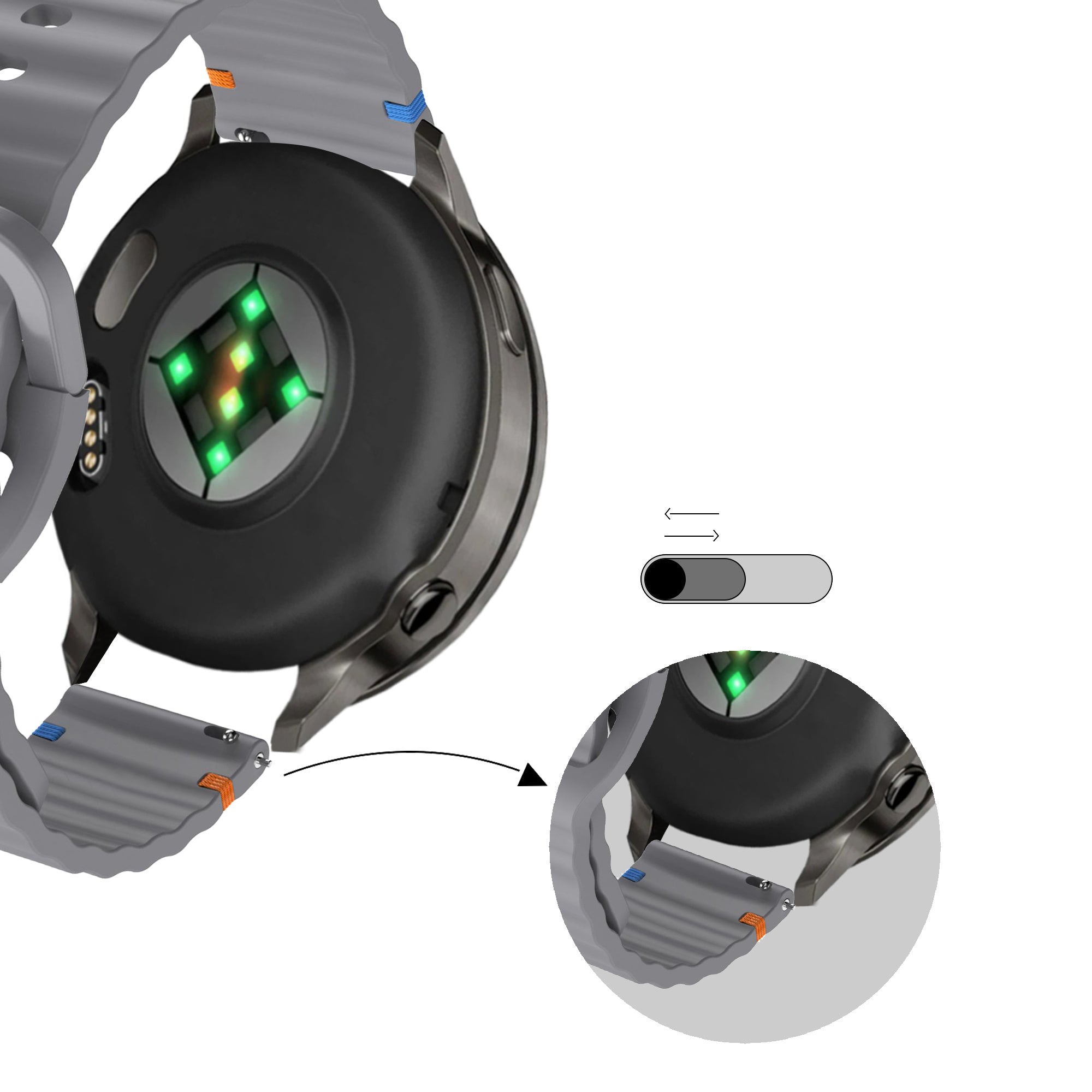 Bandz Bracelet silicone ondulé Garmin Forerunner 265 (gris foncé)