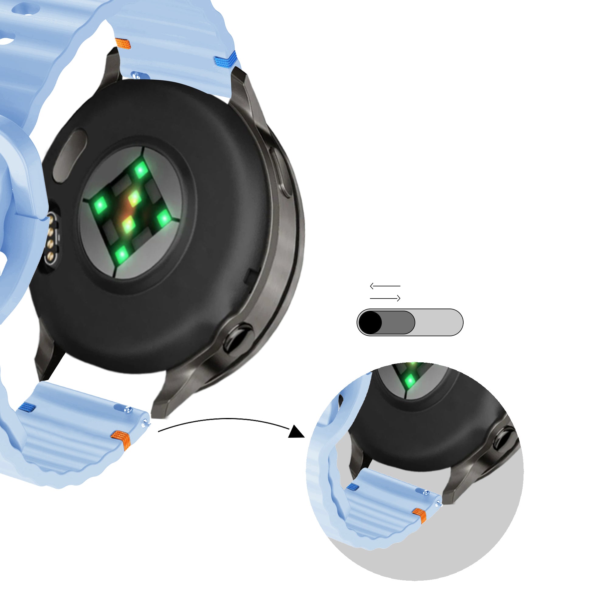 Bandz Bracelet silicone ondulé Garmin Venu 3s (bleu clair)
