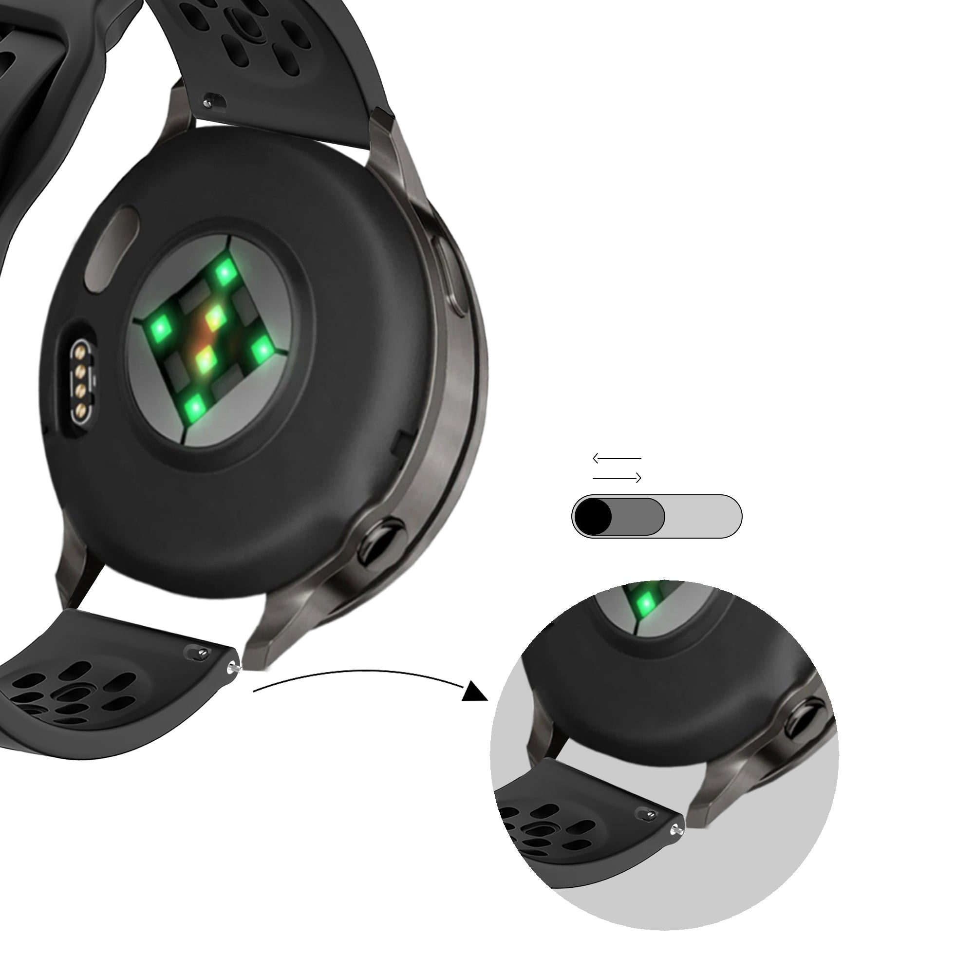 Bandz Bracelet silicone 'Air' Garmin Vivomove 3 (noir)