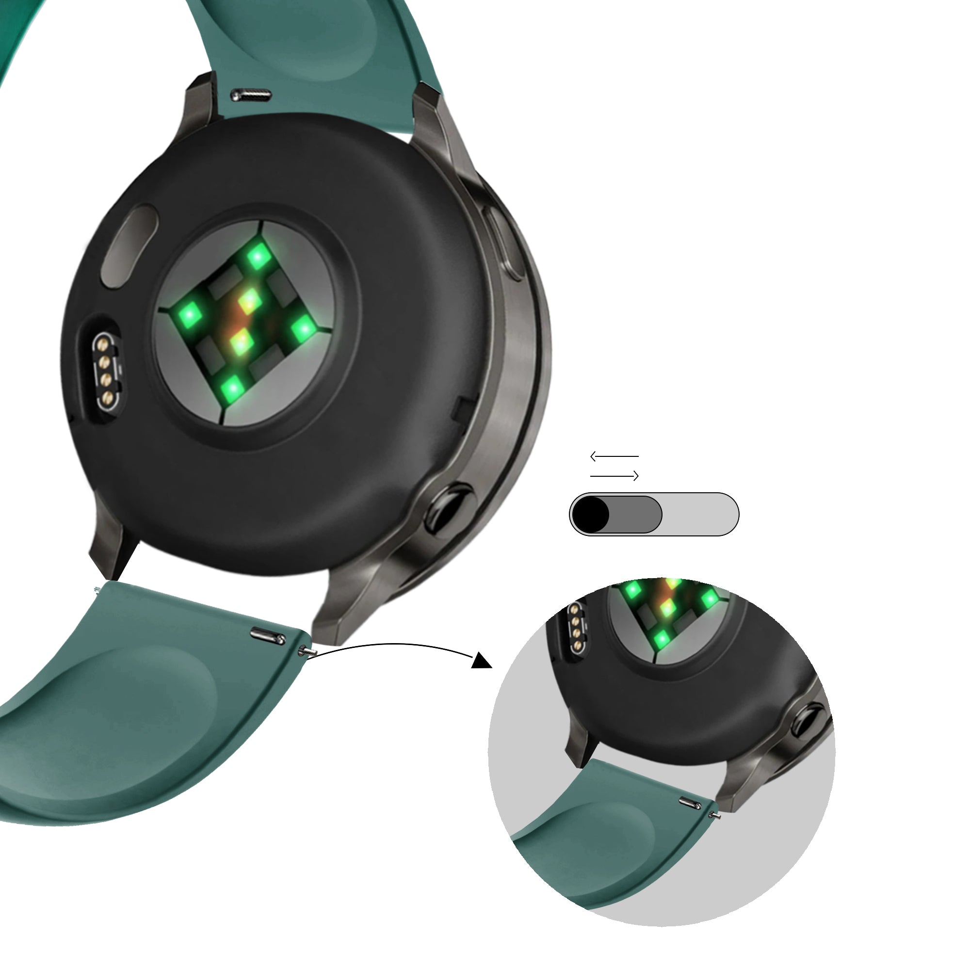 Bandz Bracelet sport 'Deluxe' Garmin Forerunner 570 - 47mm (viridien)