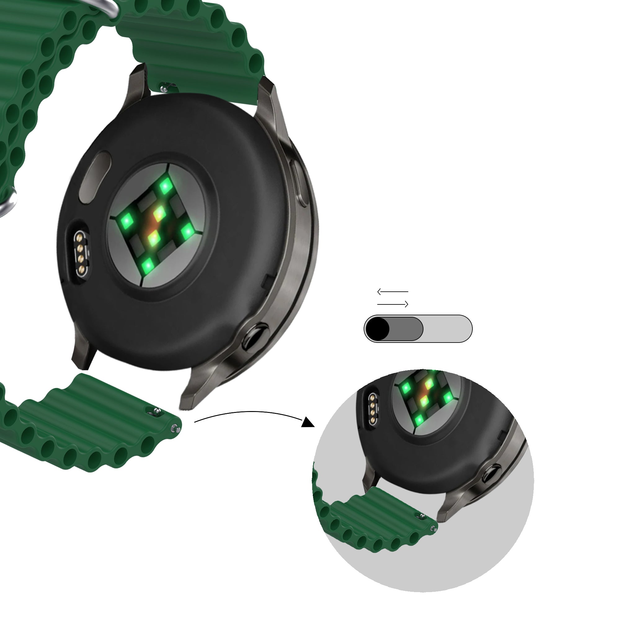 Bandz Bracelet Océan 'Classic' Garmin Vivomove 3 (vert)