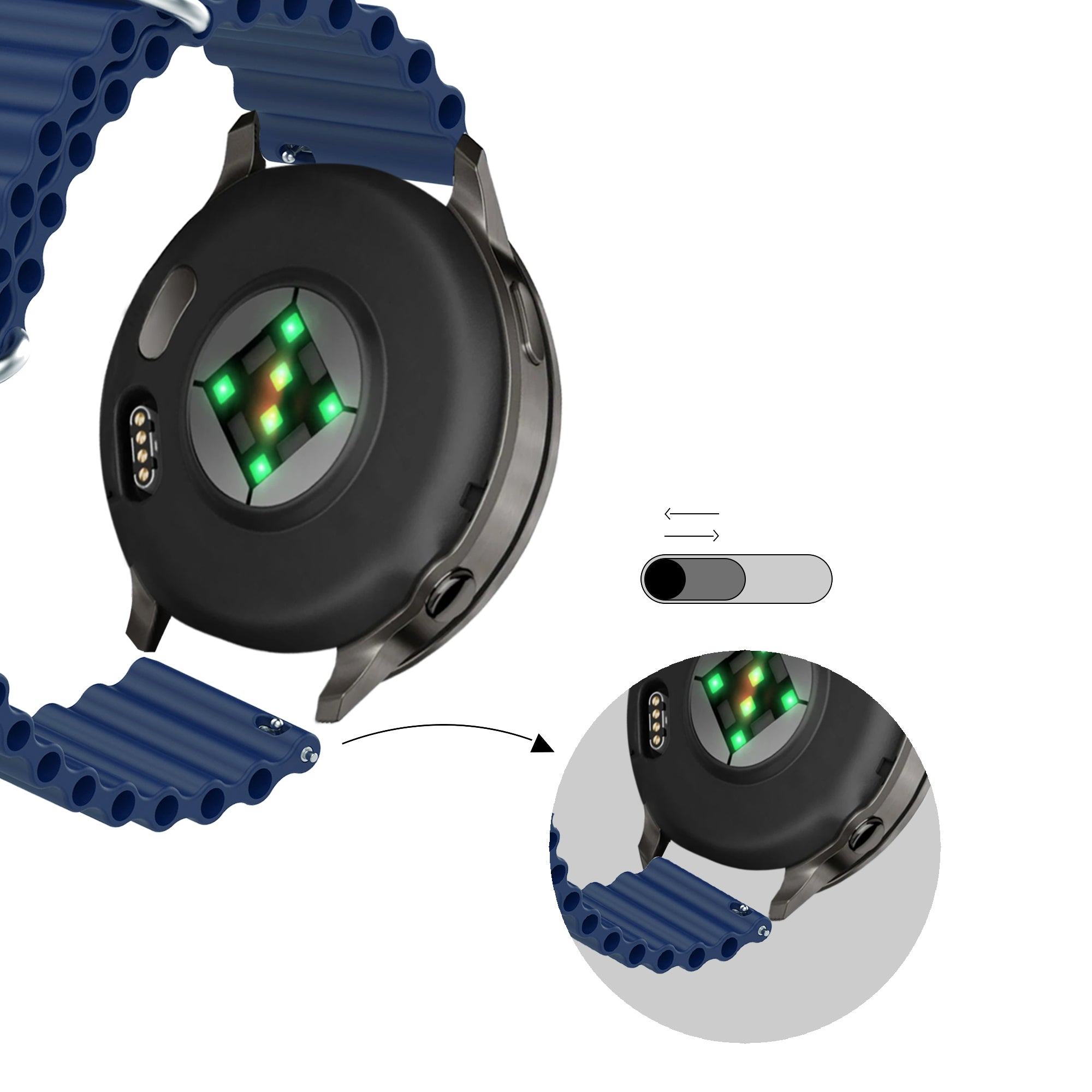 Bandz Bracelet Océan 'Classic' Garmin Vivomove 3 (bleu foncé)