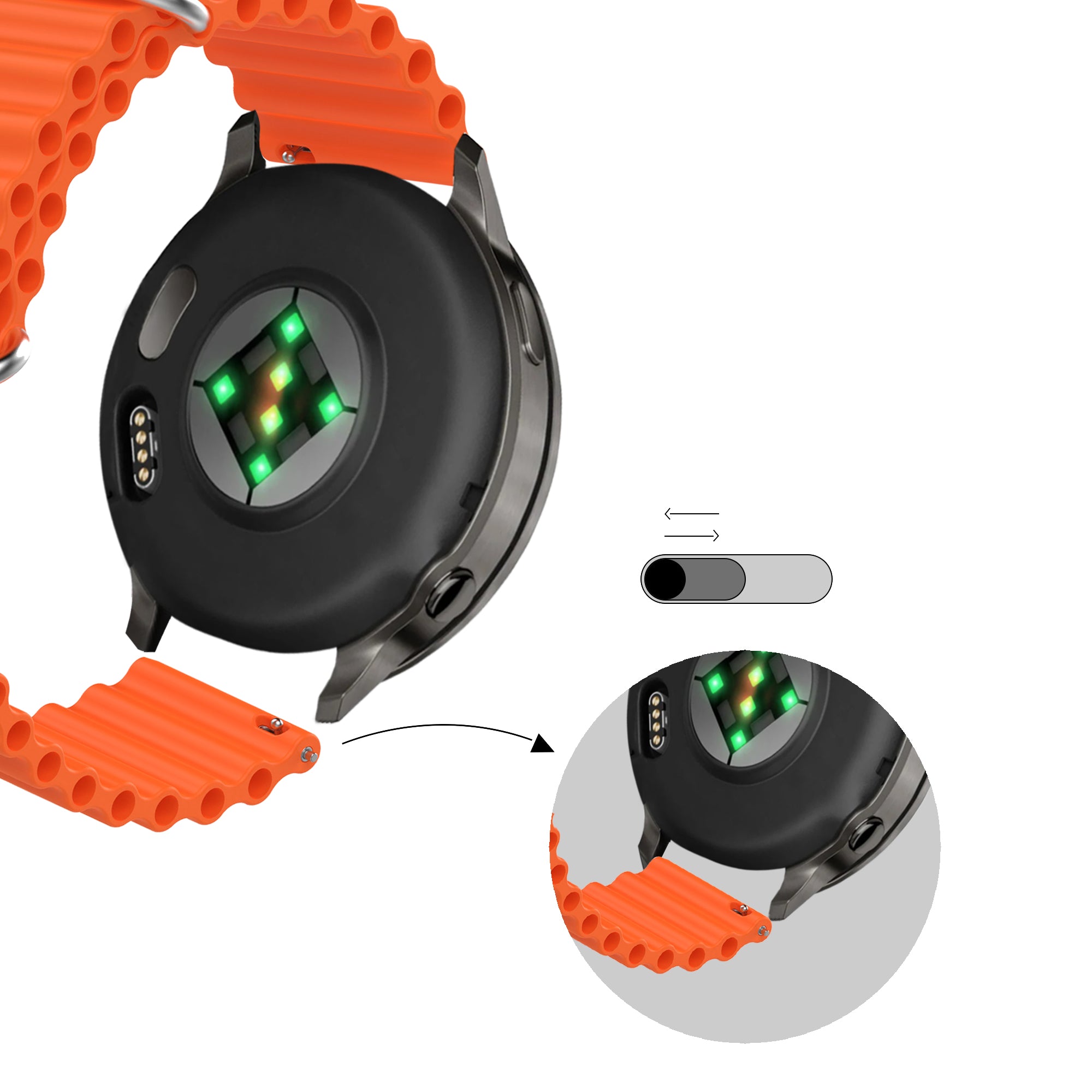 Bandz Bracelet Océan 'Classic' Garmin Vivomove 3 (orange)