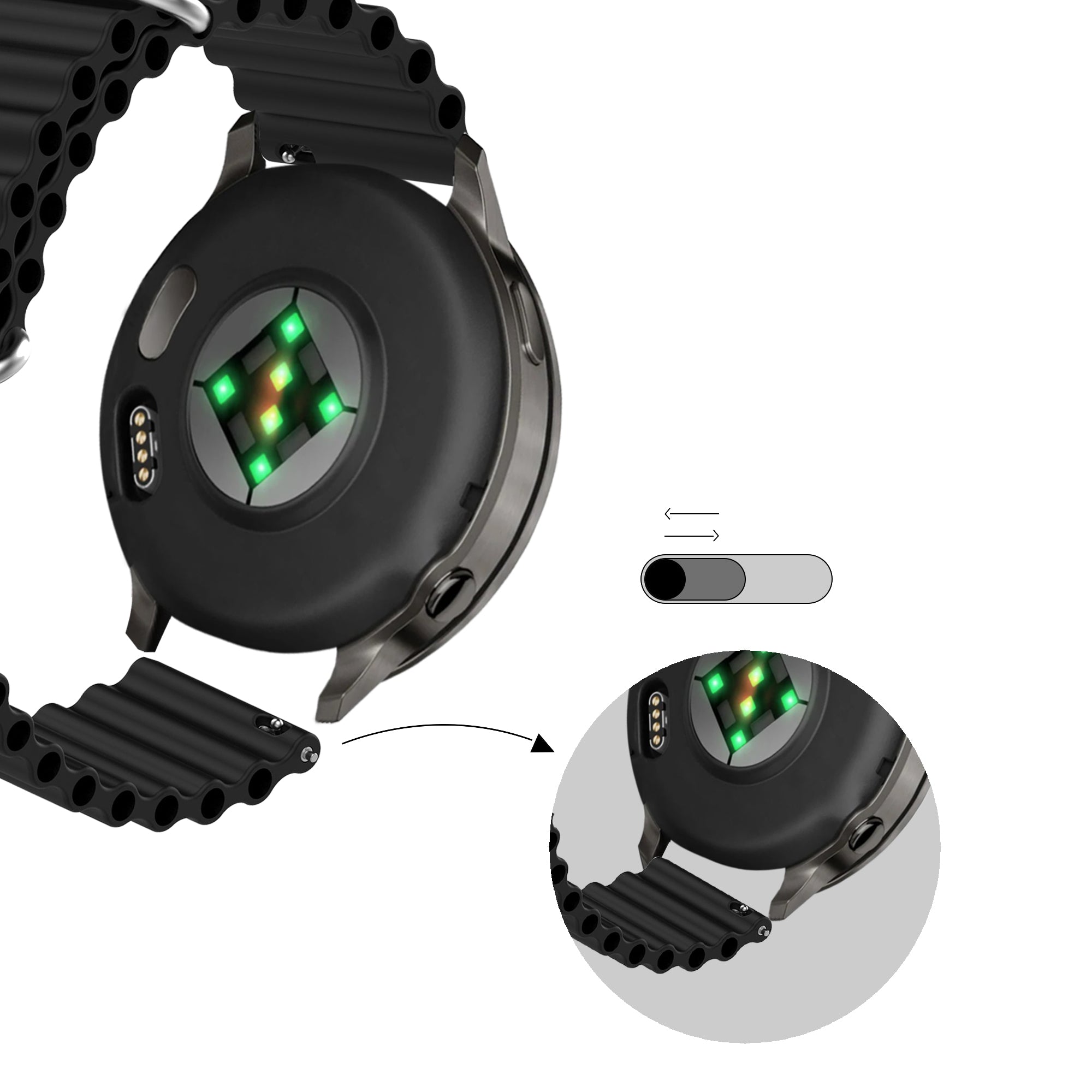Bandz Bracelet Océan 'Classic' Garmin Vivomove 3 (noir)