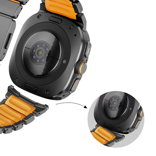 Bandz Bracelet titane 'Hybrid' Samsung Galaxy Watch Ultra (noir/orange)