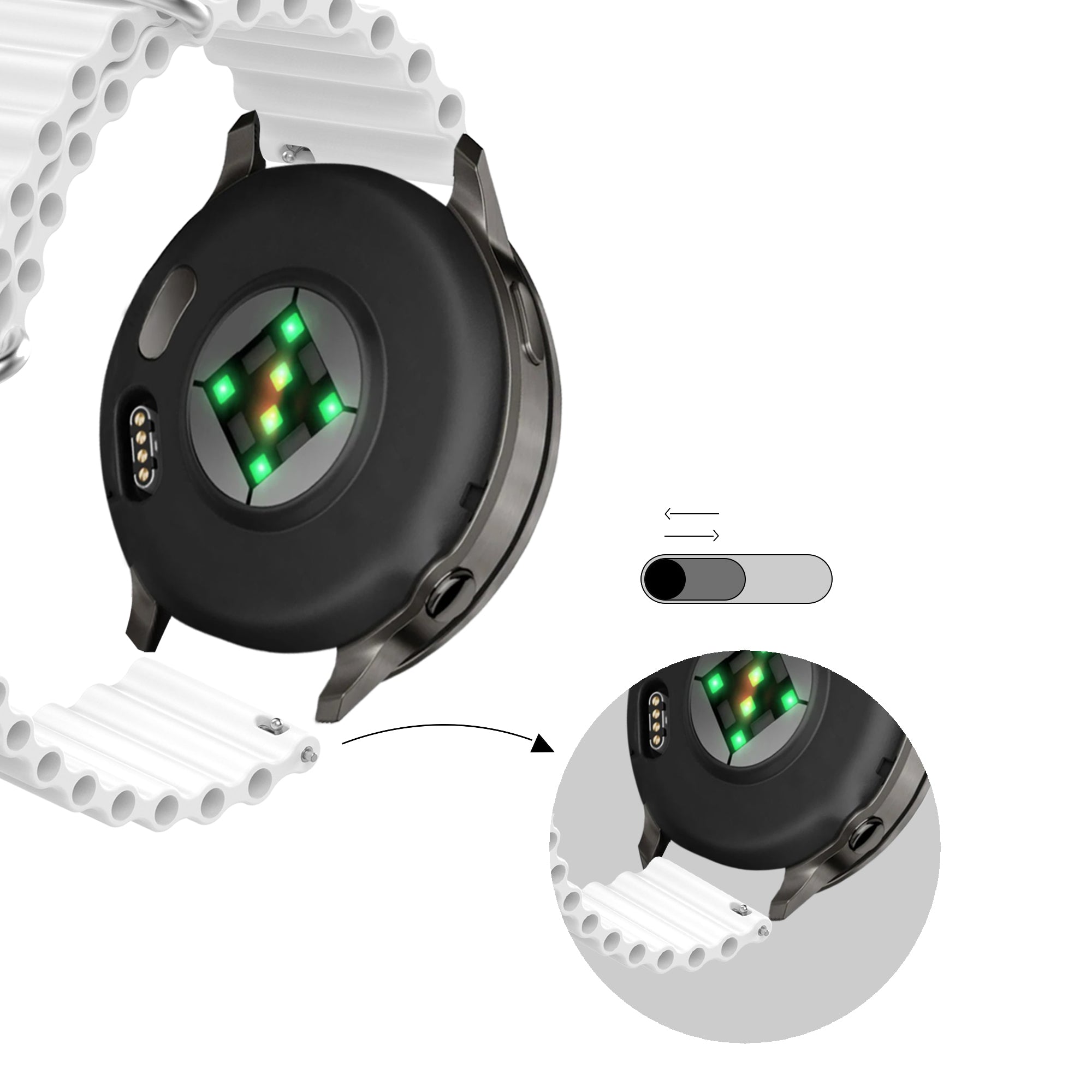 Bandz Bracelet Océan 'Classic' Garmin Vivomove 3 (blanc)