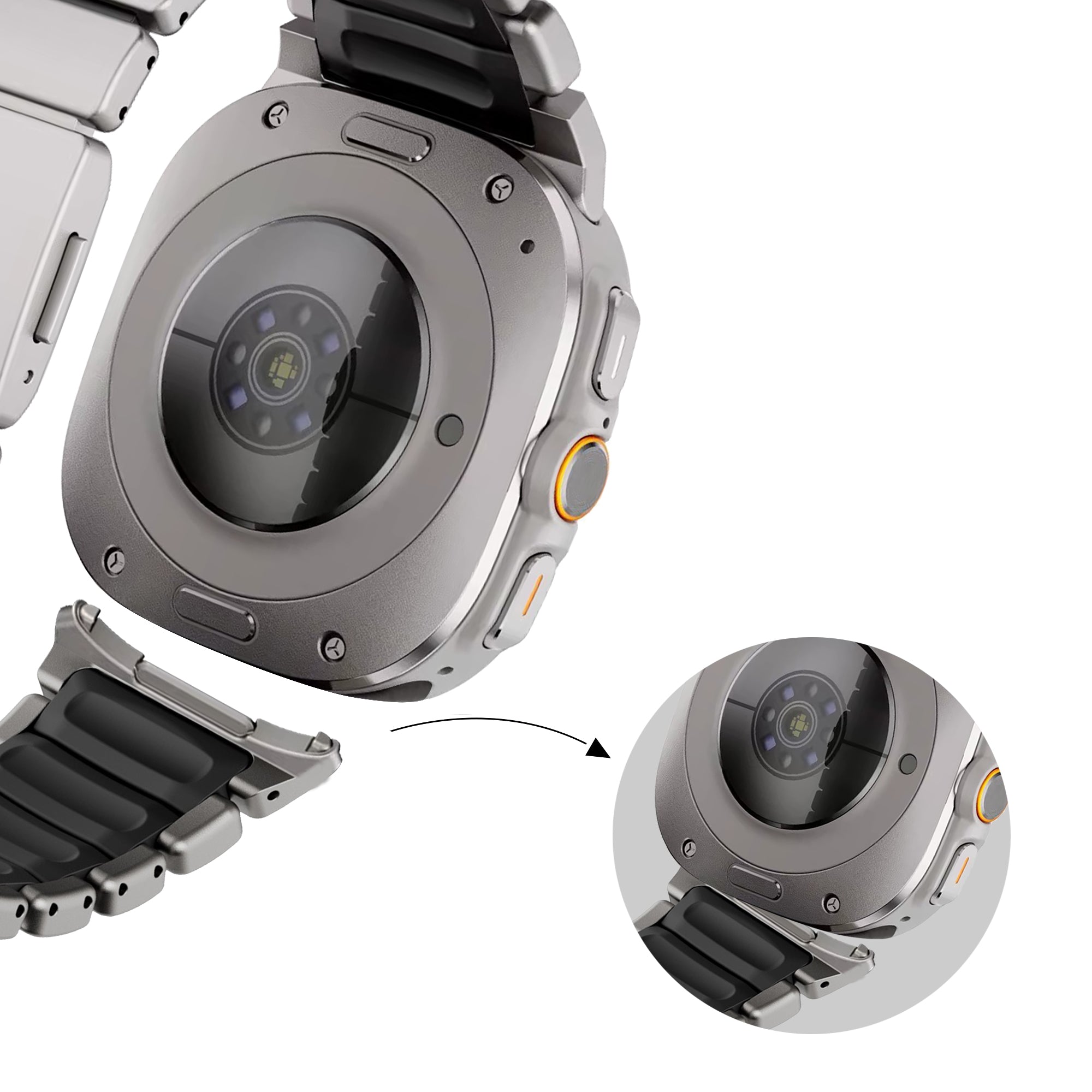 Bandz Samsung Galaxy Watch Ultra Titanium Strap 'Hybrid' (Titanium/Black)