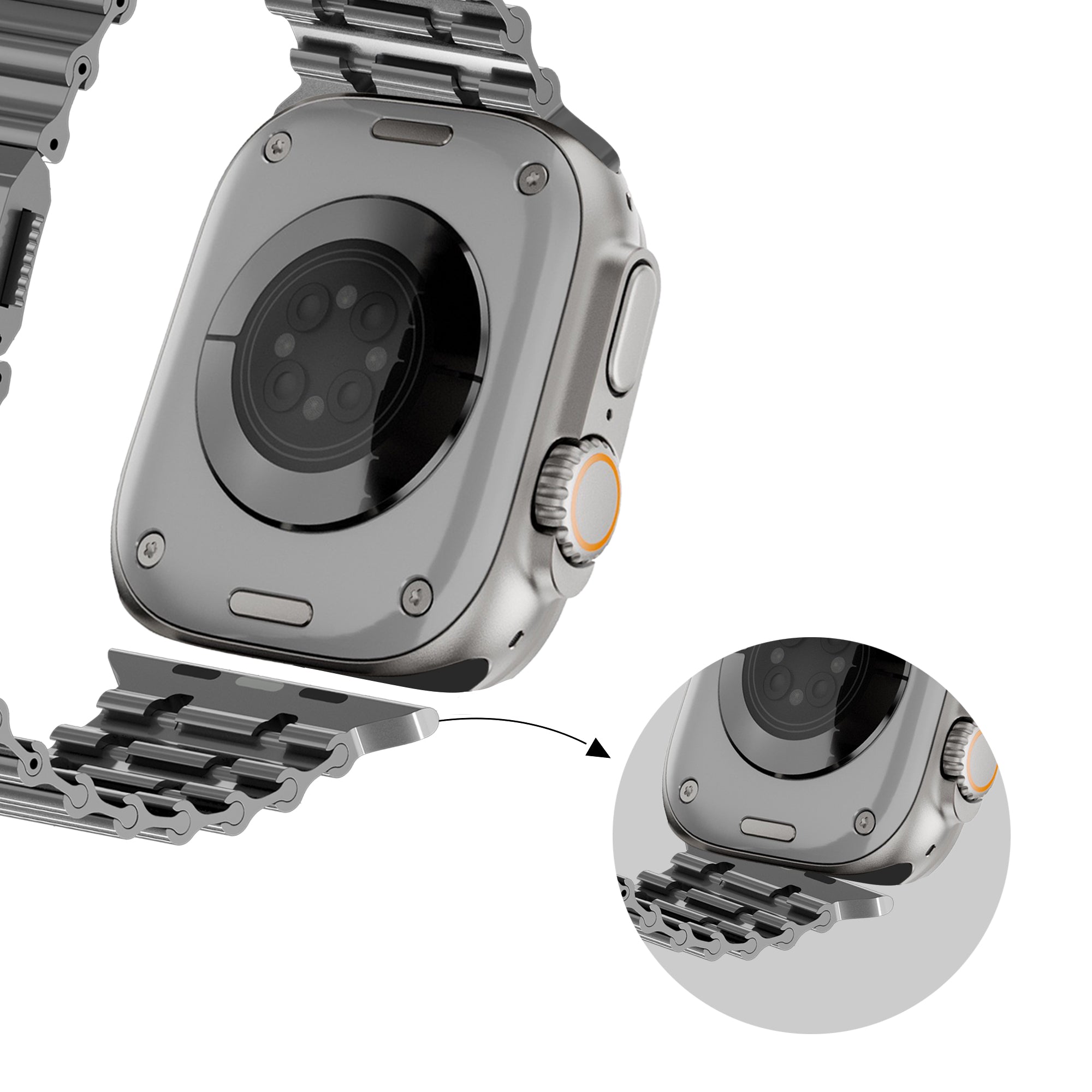 Bandz Apple Watch Ultra Premium Steel Strap 'Ocean' (Titanium Grey)